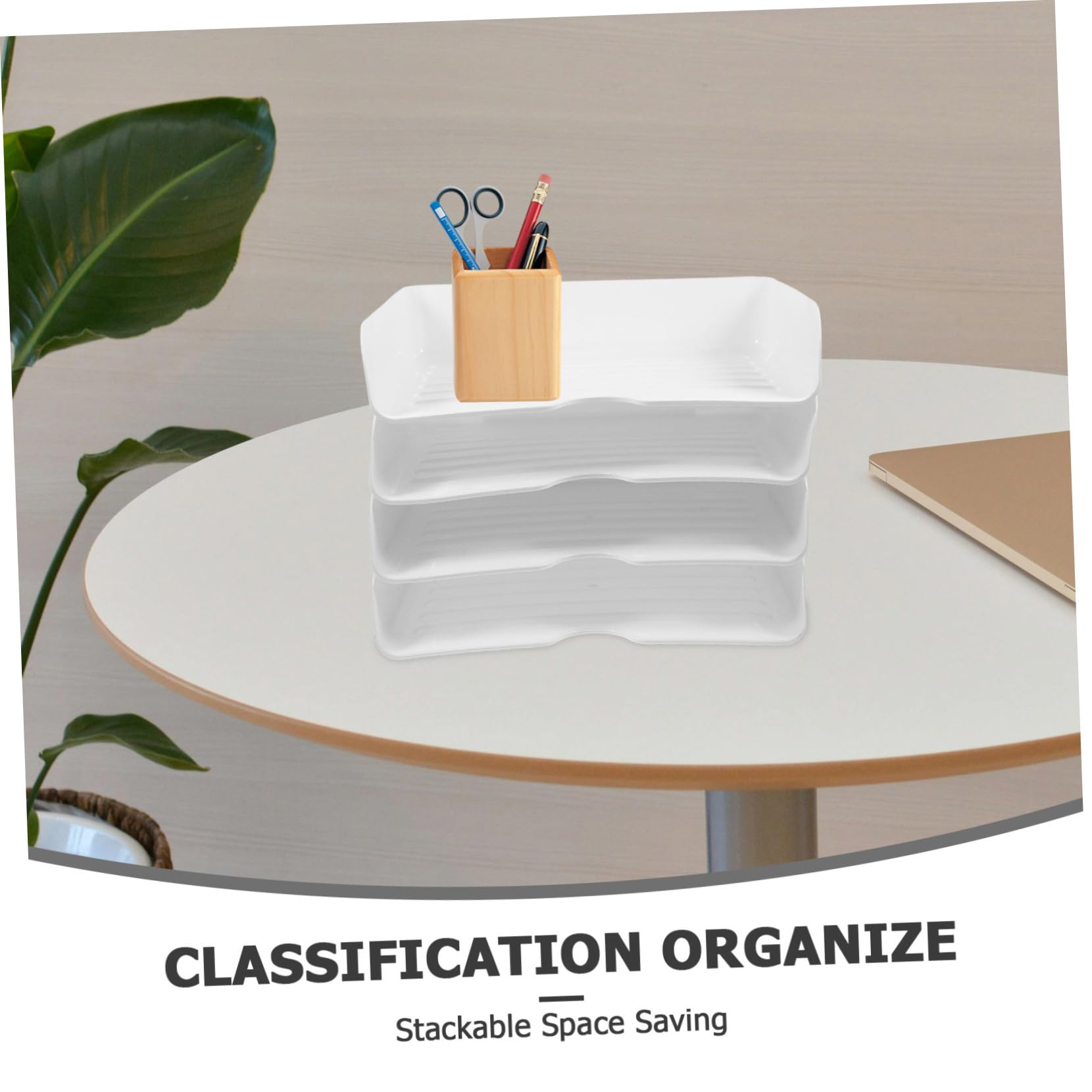 SHOWERORO 4er-Set Büroständer Stapelbare Ordnerhalter Papier-Organizer Für Schreibtisch Aktenablage-Organizer Transparente Büroablage