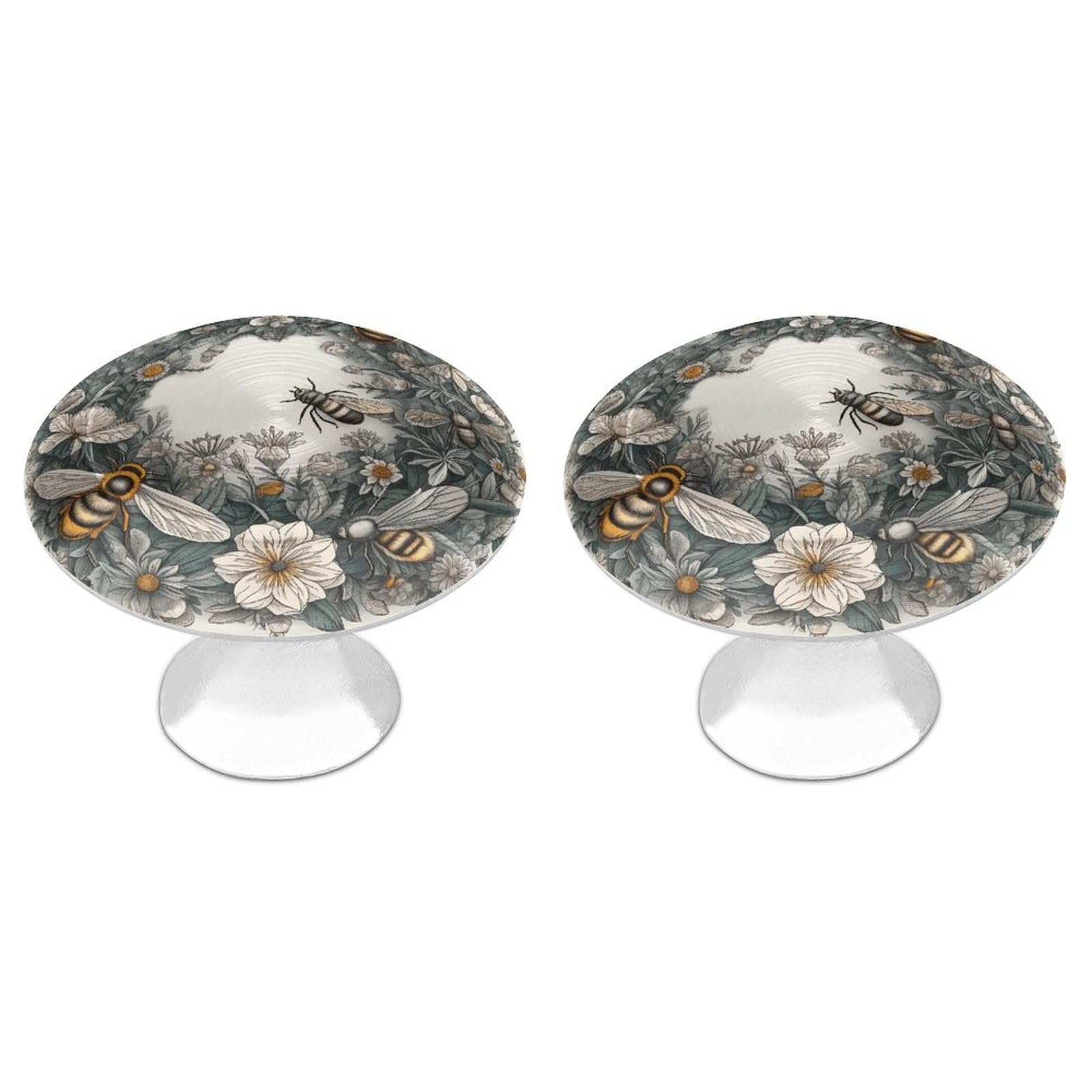Btcowzrv Style Hand Drawn Wreath And Bee 2 Pack Cabinet Knobs Drawer Pulls