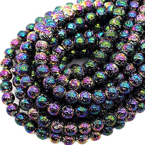 Oameusa 10mm Agate Beads Colorful Volcanic Stone Gemstone Round Loose Beads Agate Beads for Jewelry Making 1 Strand 15