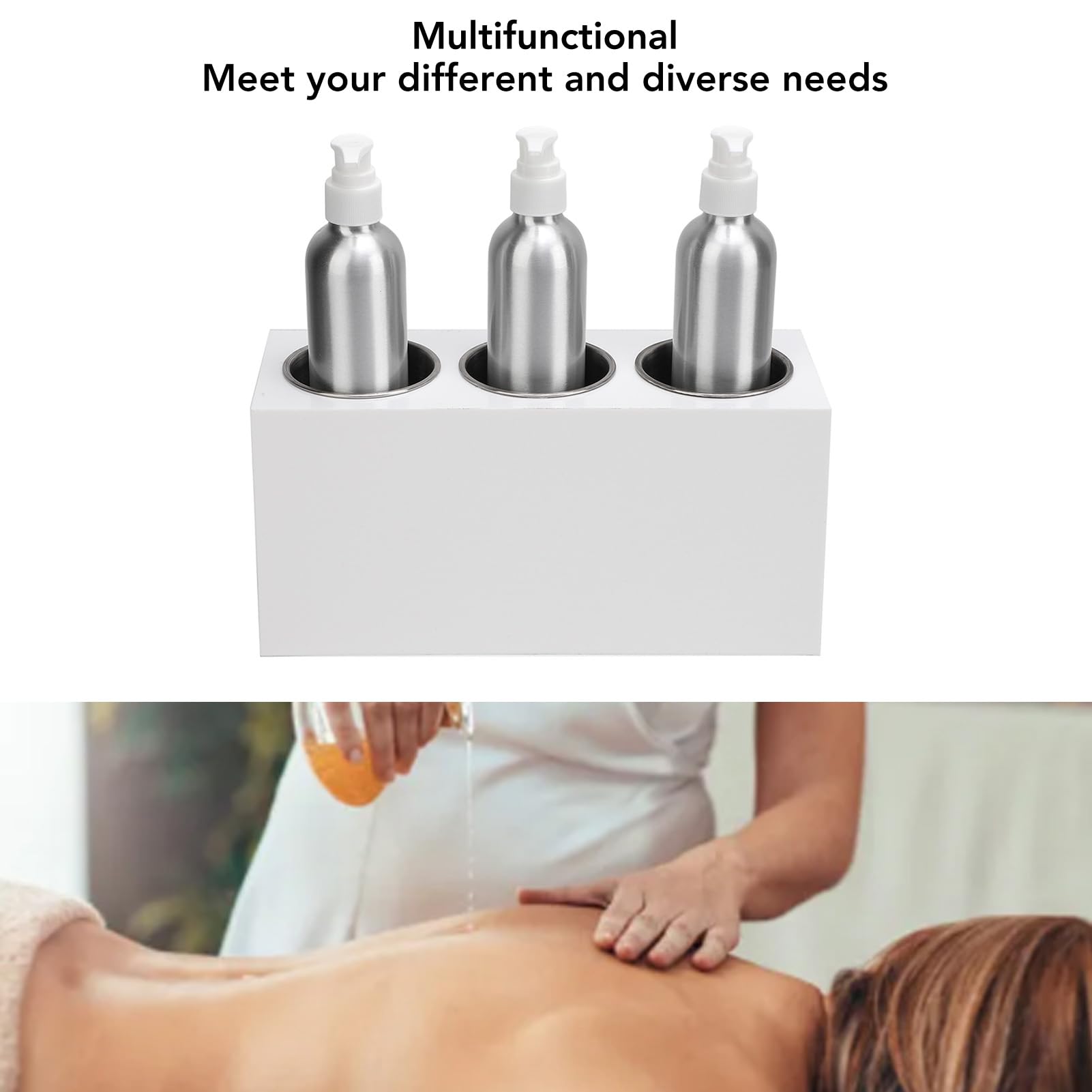 Ölwärmer für 3-Flaschen, Massageölwärmer mit konstanter Temperaturregelung, EU-Stecker
