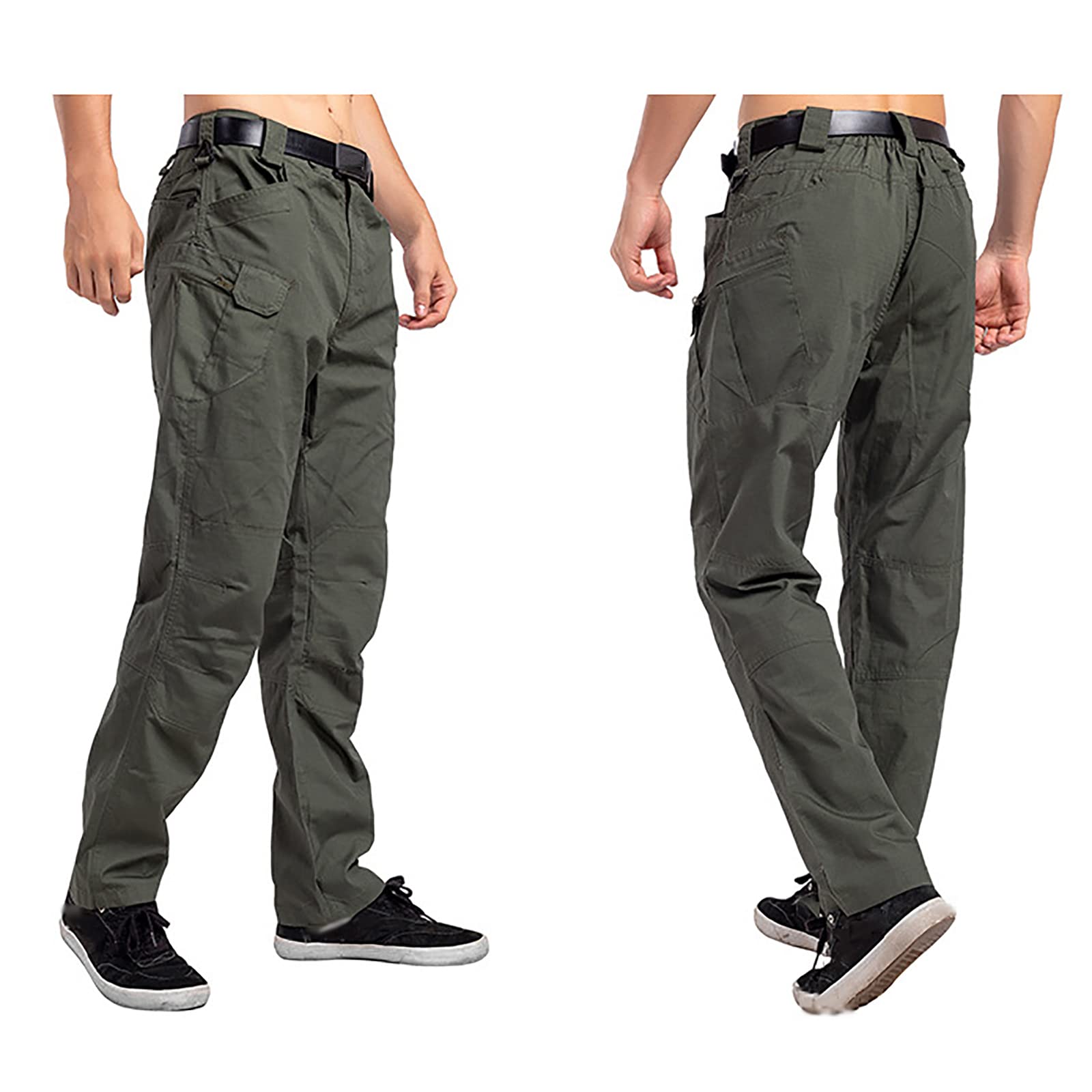 Songyi Męskie outdoorowe spodnie taktyczne lekkie outdoorowe Ripstop Cargo spodnie robocze z wieloma kieszeniami (rozmiar: 3XL, kolor: zielony)