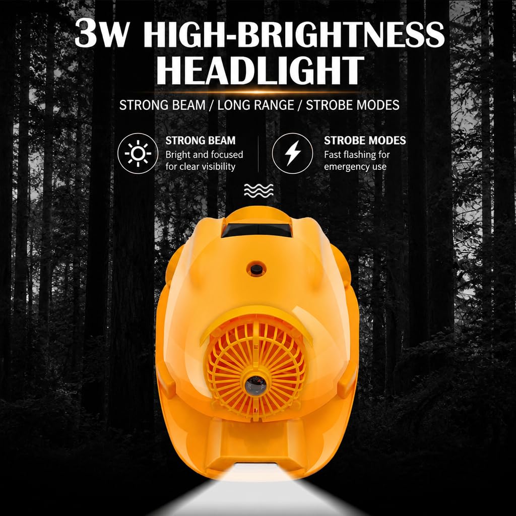 Casco de Obra Ventilado Solar con Bluetooth y Luz LED 3W, Sombrero de Seguridad con Enfriamiento Rápido y Alarma de Luz y Sonido para Exteriores