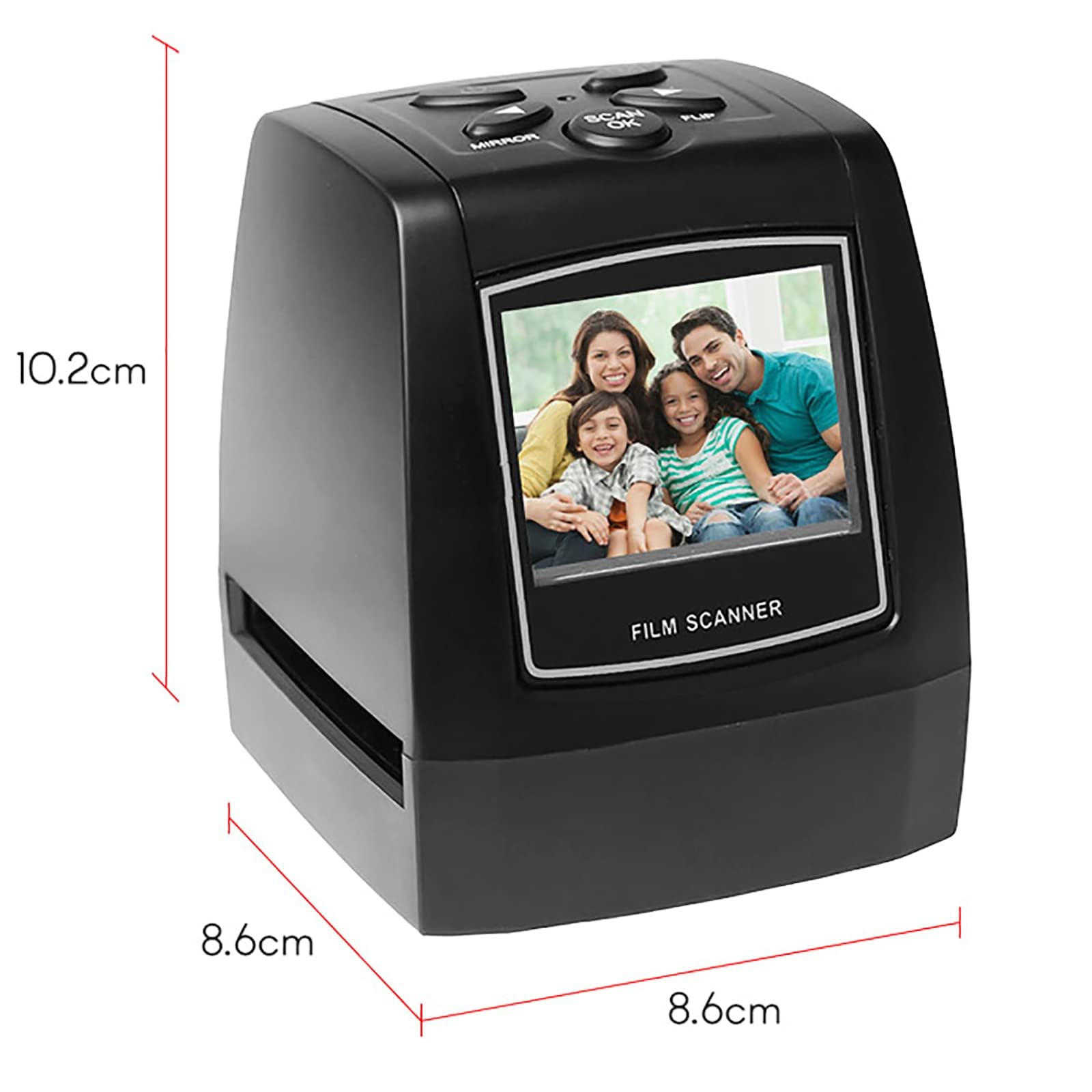 Scanner per diapositive di pellicola, con schermo LCD da 2,36", converte pellicole da 135/diapositive da 35 mm in foto digitali JPG, supporta uscita USB, funziona con diversi tipi di diapositive di pe