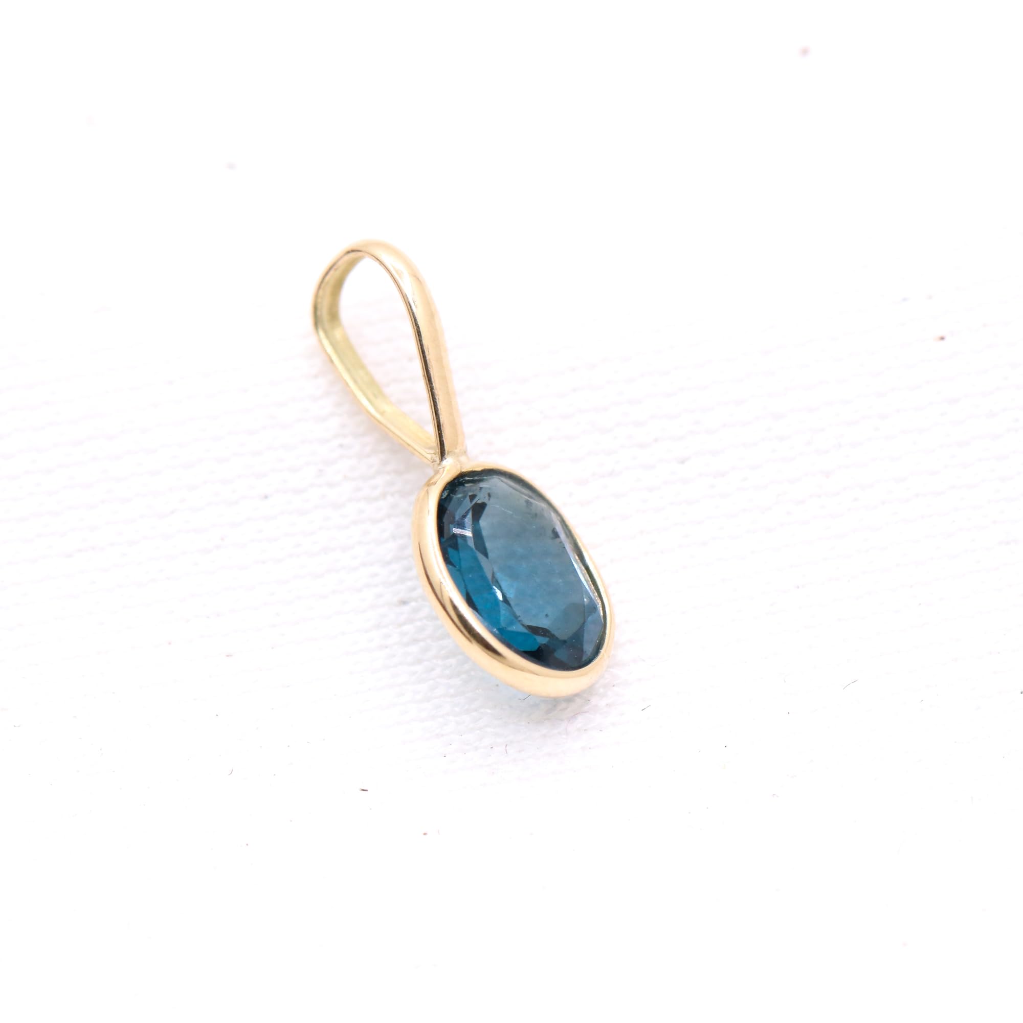 Elegant Solid 14K Yellow Gold Small Oval Shape London Blue Topaz Statement Pendant For Mens Womens, Stone Blue Latest Design Pendants Everyday Lockets-image-45