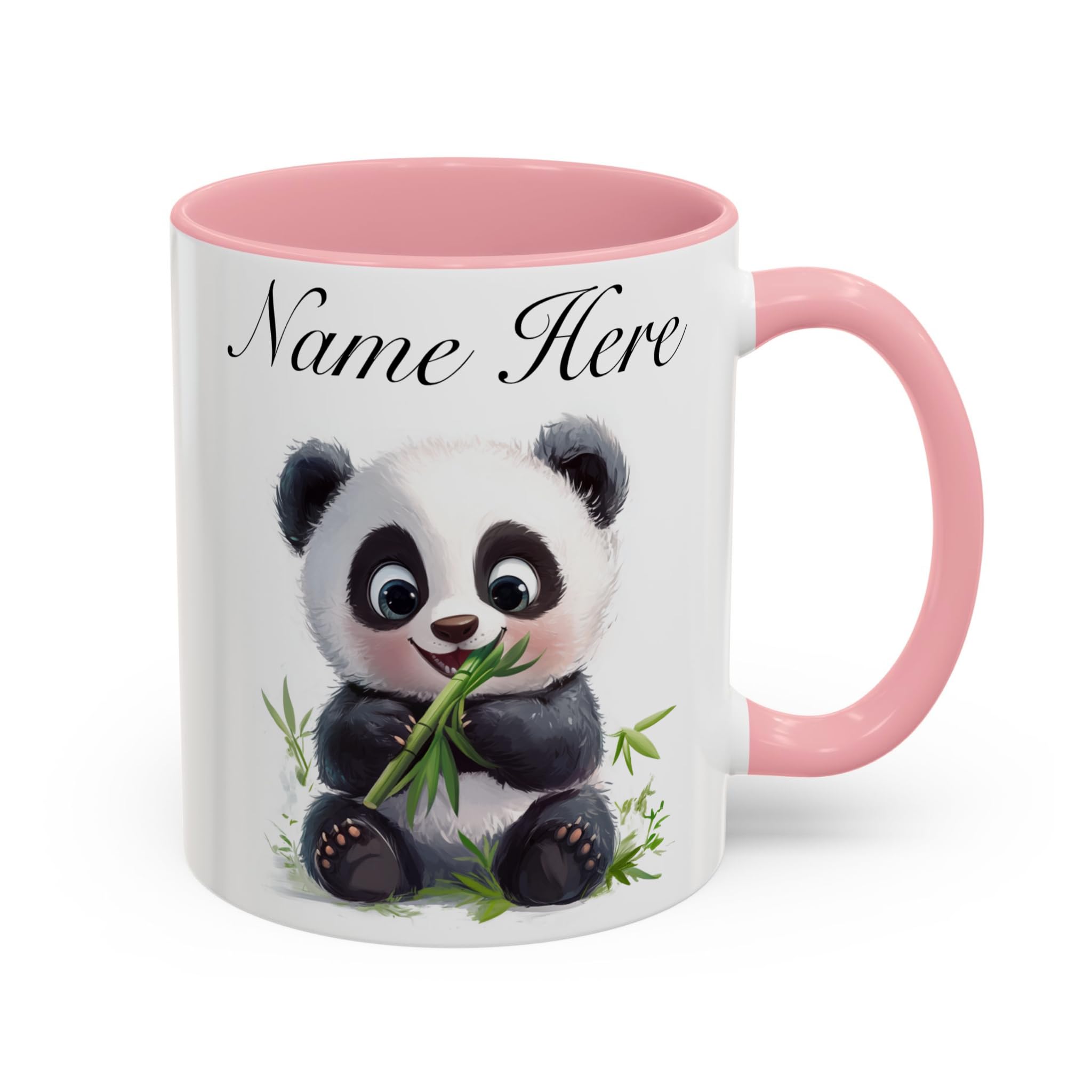 Personalised Panda Mug with Name, Cute Panda Gift for Mum, Wife, Girlfriend, Custom Animal Coffee Cup, Birthday Christmas Gift for Her (Pink 11oz, Mug)