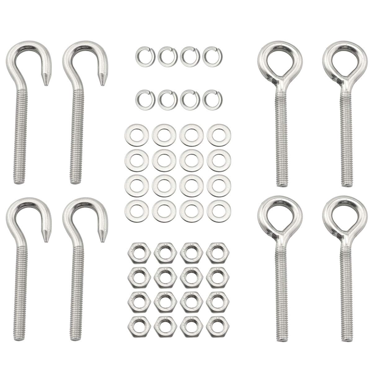 TAODAN 8PCS Stainless Steel Welded Closed Screw Ring Eye Bolts Hook Rod