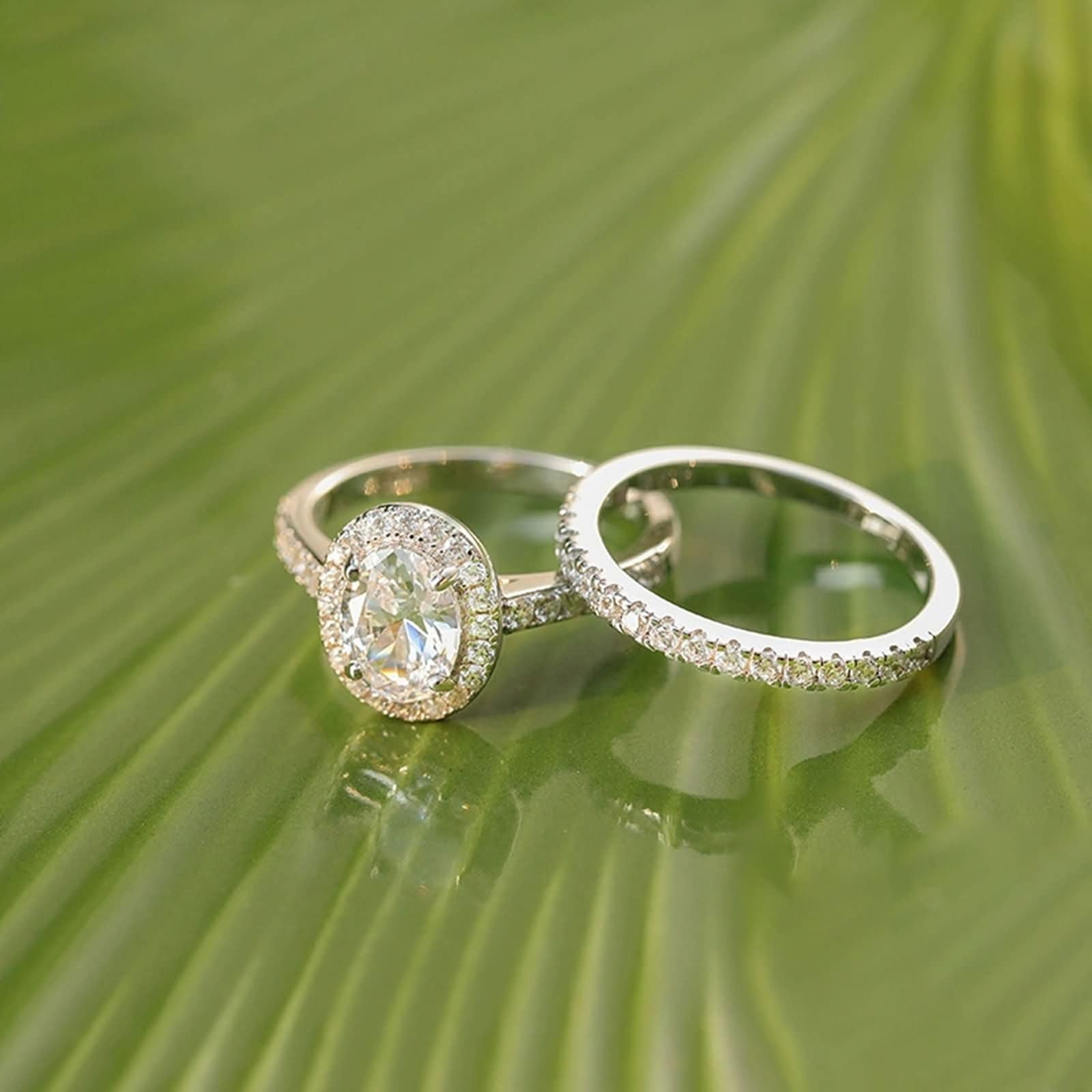 Bague Promesse Femme Argent 925 Personnalisé, Lot de Bagues Ovale 6x8MM avec Zircone Cubique Bague Fiançailles pour Femme Argent