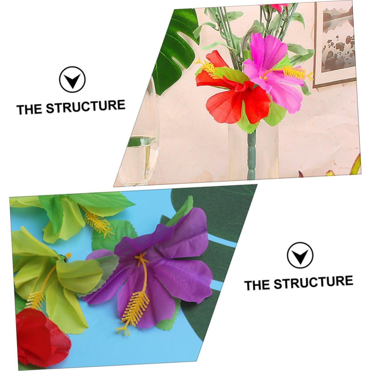 72 Künstliche Hibiskusblüten Künstliche Blume Hawaii als Blütenköpfe für Bastelarbeiten und Künstlicher Blumenschmuck aus Stoff für Sommerfest und Home Gathering Zufällige Farbe