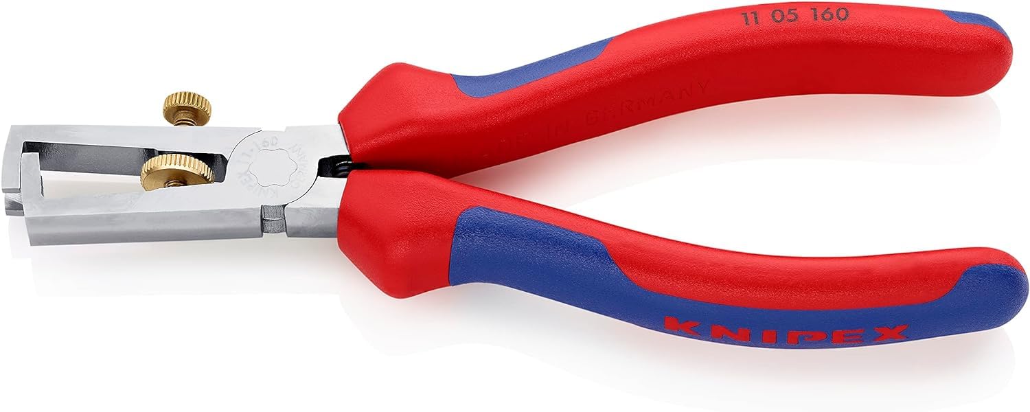 KNIPEX Alicate pelacables Con muelle de apertura universal con cartulinas autoservicio cromado con mangos multicomponente 160 mm, 11 05 160 SB