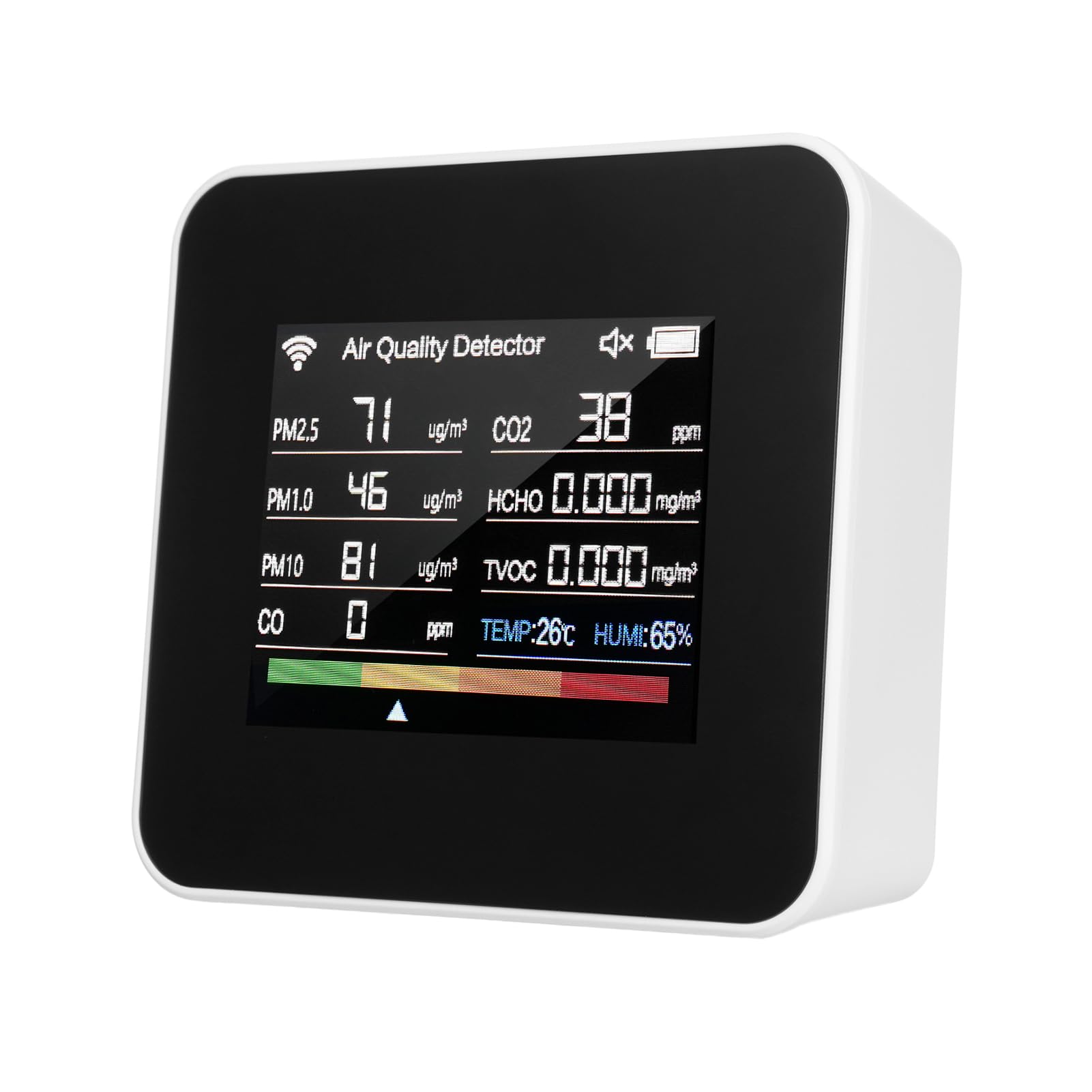 Irfora Monitor jakości powietrza w pomieszczeniu 14 w 1, WiFi, wykrywa temperaturę CO₂ CO TVOC HCHO temperaturę i wilgotność powietrza PM2,5 PM1,0 PM10 2,8-calowy kolorowy wyświetlacz TFT