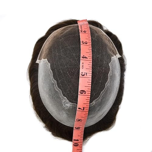 Miniatura 5 de Toupee para hombres, cabello humano real, encaje frontal suizo para hombre, pieza de cabello de encaje tipo tupé, nudos blanqueados, línea de