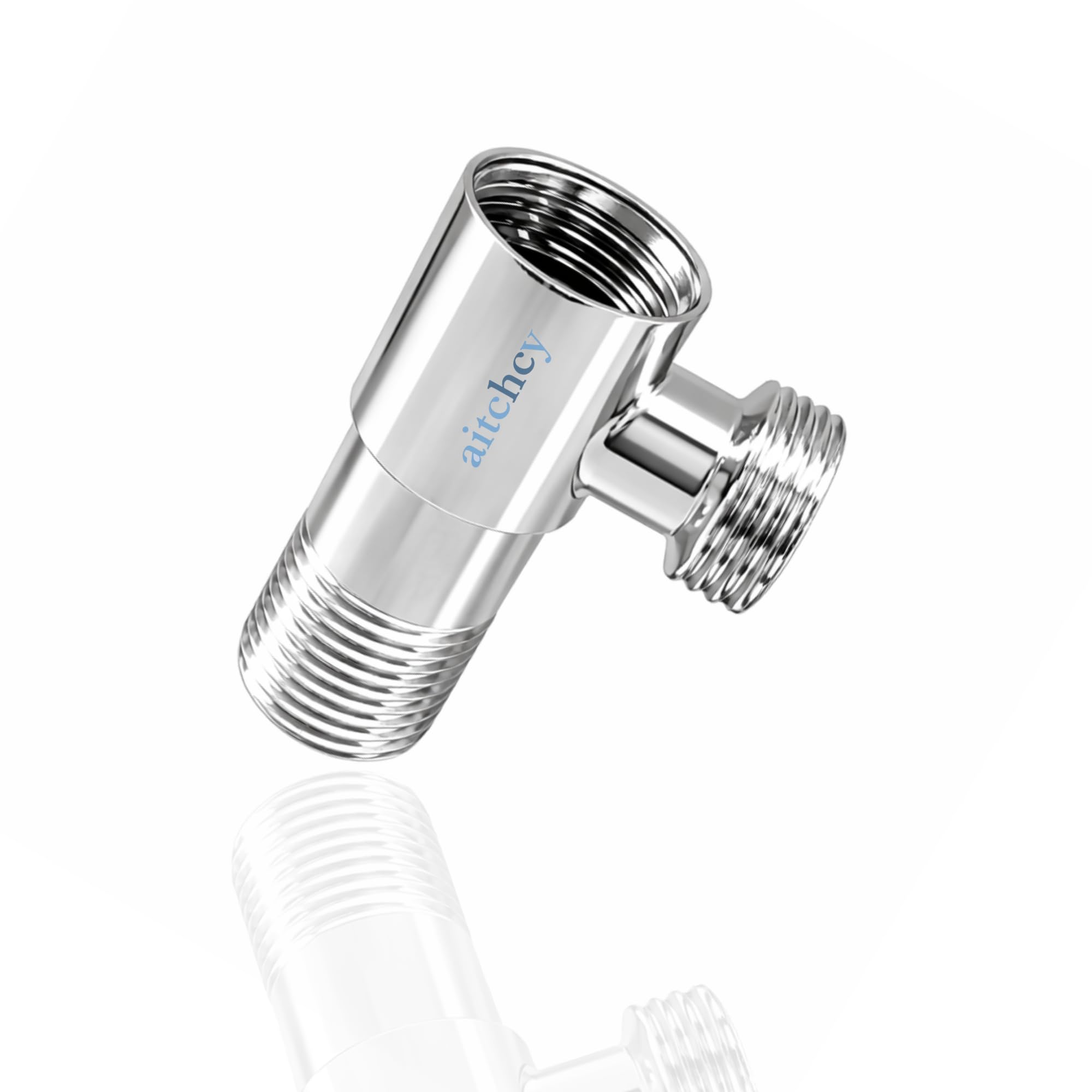 Aitchcy Brass Tee Connector | 15mm (1/2"BSP) Inner & Outer Thread | Polished CP Finish | Multi-Functional 3-Way Pipe Fitting for Water Supply with Teflone Tape