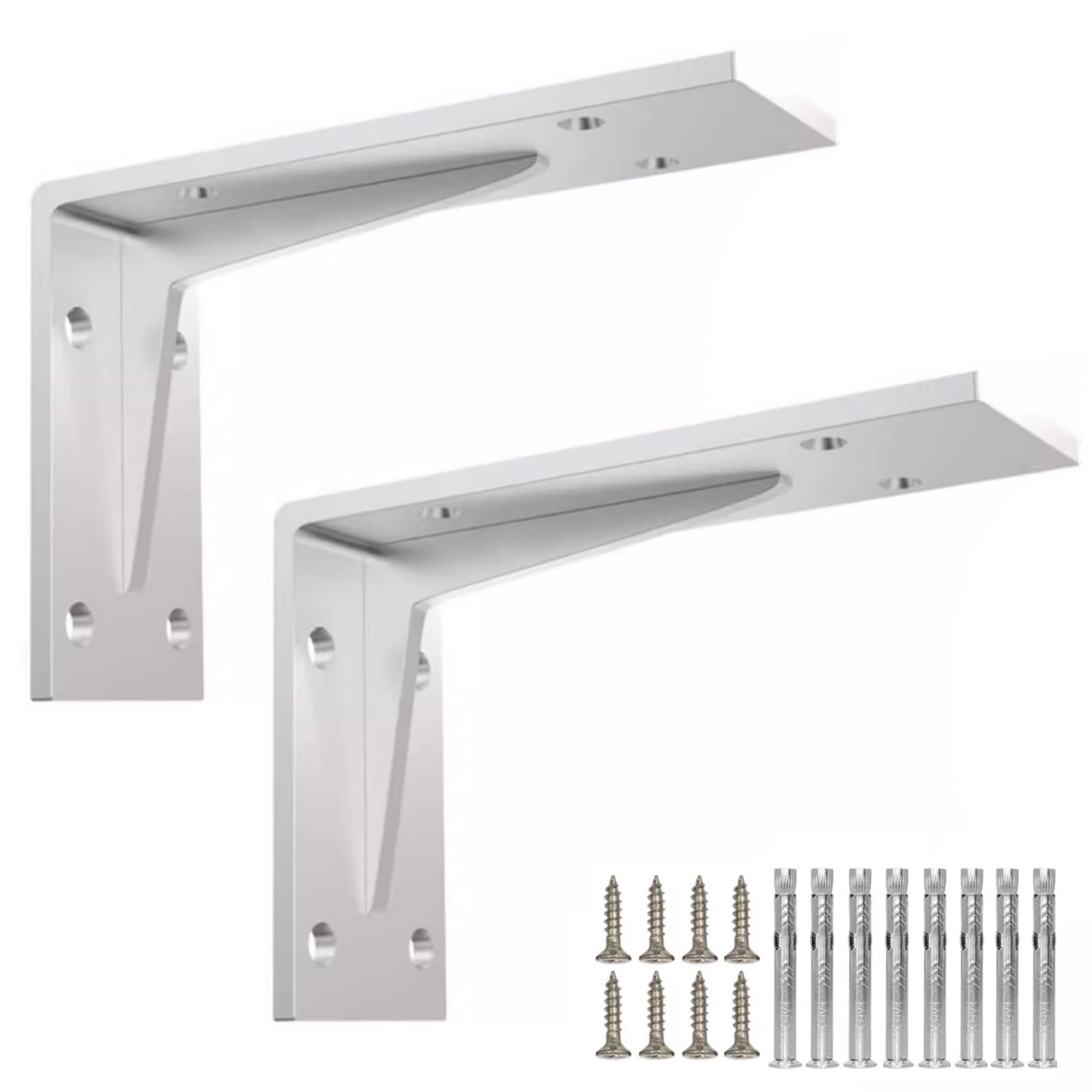 2 Pezzi Staffe per Mensole Pesanti,Reggimensola a Acciaio Inossidabile,Supporti per Mensole a Parete Angolo Retto per Mensole in Legno Galleggianti Libreria,Con Viti (550mm x 200mm)