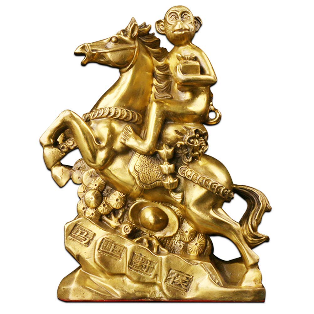 Amazon.co.jp: 風水の装飾品の彫像と置物中国の真鍮の馬の猿の装飾品