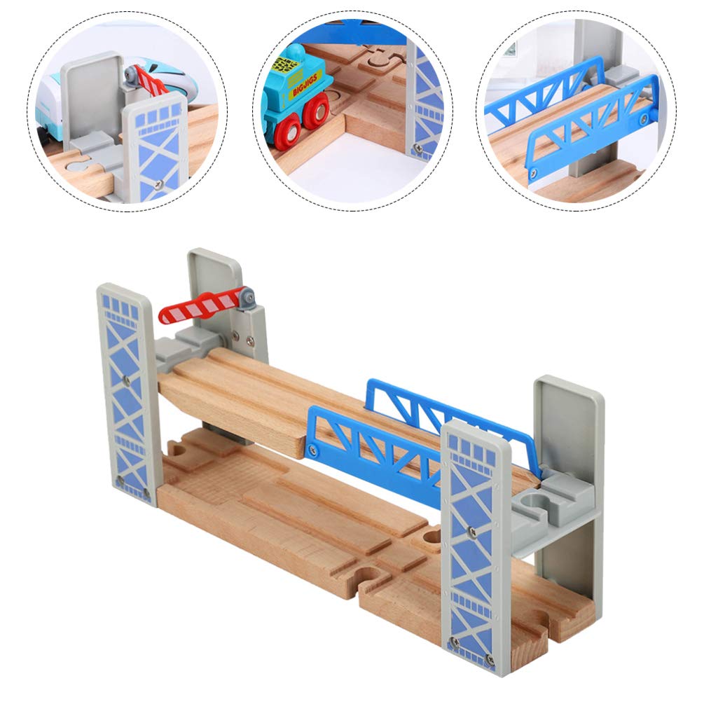 jojofuny 1 Juego de Puente de Tren de Madera Puente de Ferrocarril de Madera para Vía de Ferrocarril Paso Elevado de 2 Niveles Compatible con Todas Las Vías de Ferrocarril