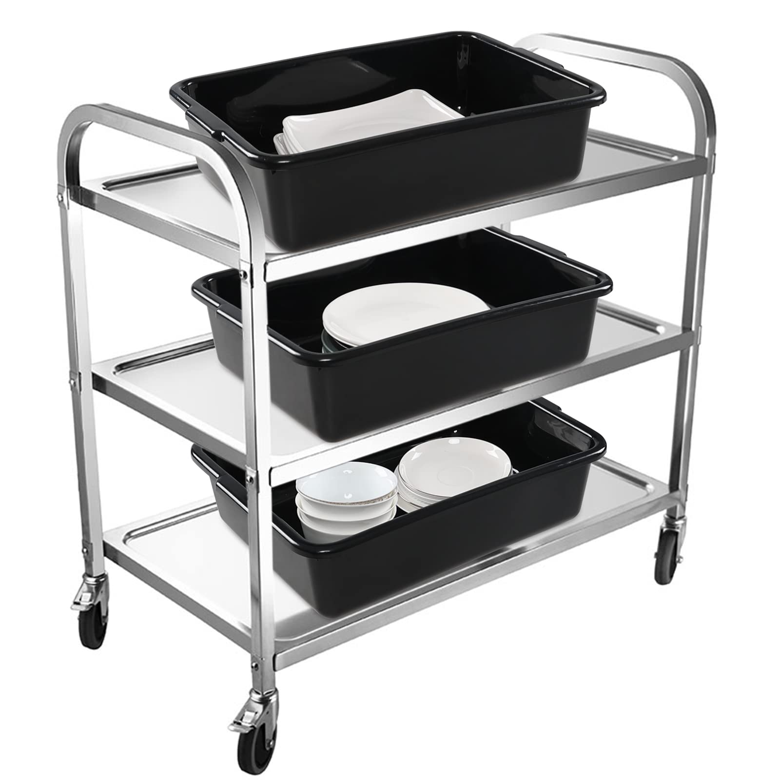 Teyyvn Vasca da bagno in plastica per autobus, 13 l, set di 4 ciotole poco profonde, nero