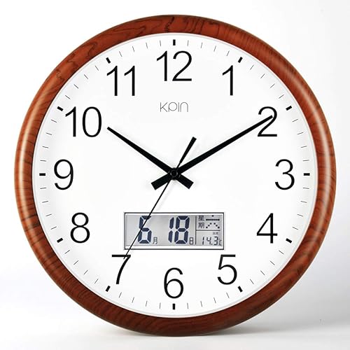 Miniatura 1 de Reloj de pared con calendario, silencioso de calidad sin tictac, funciona con pilas, 14 pulgadas/13.8 in, fácil de leer, hogar, oficina, escuela,
