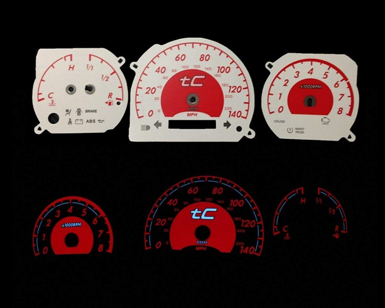 High Performance Parts Red Reverse Gauges for 2005 - 2009 Scion tC (Manual Transmission)