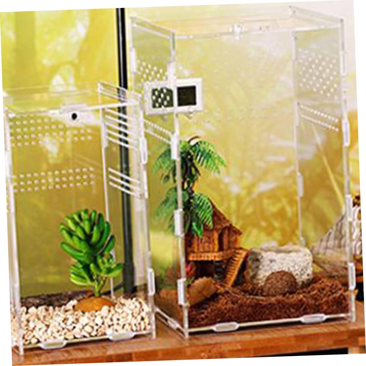Magnetische Acryl Terrarienbox für Schildkröten und Frösche 360 Grad Klare Durchsichtige Mikro Terrarien für Zucht und Tierpräsentation