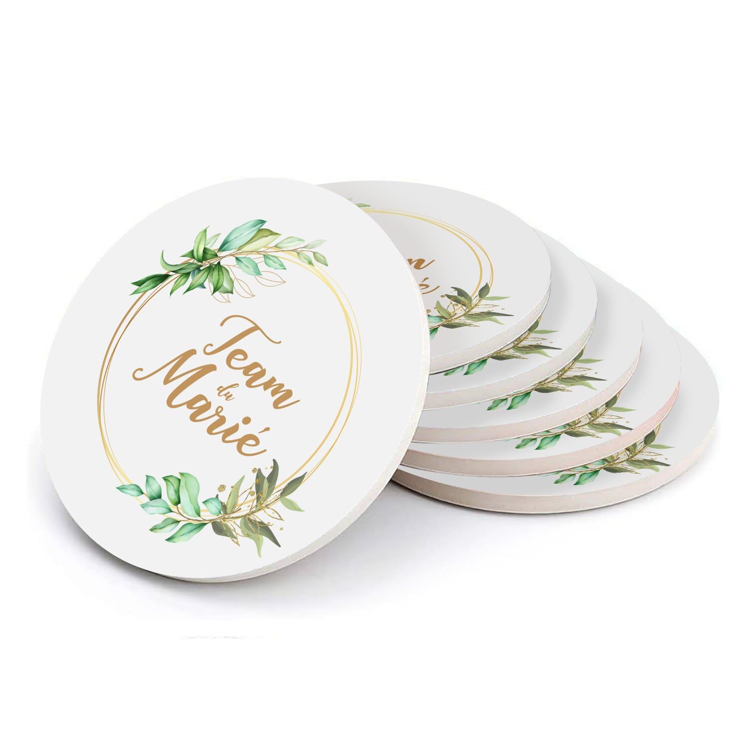 Sous verre ronds en céramique de qualité supérieure avec motif floral pour mariage chic