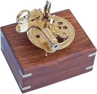 Hampton Nautical NS-0450 Brass Round Sextant with Rosewood Box 4