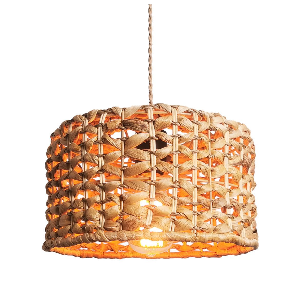 Lampe Suspendue en Bambou Tissée À La Main - Lustre Dôme 1 Lumière