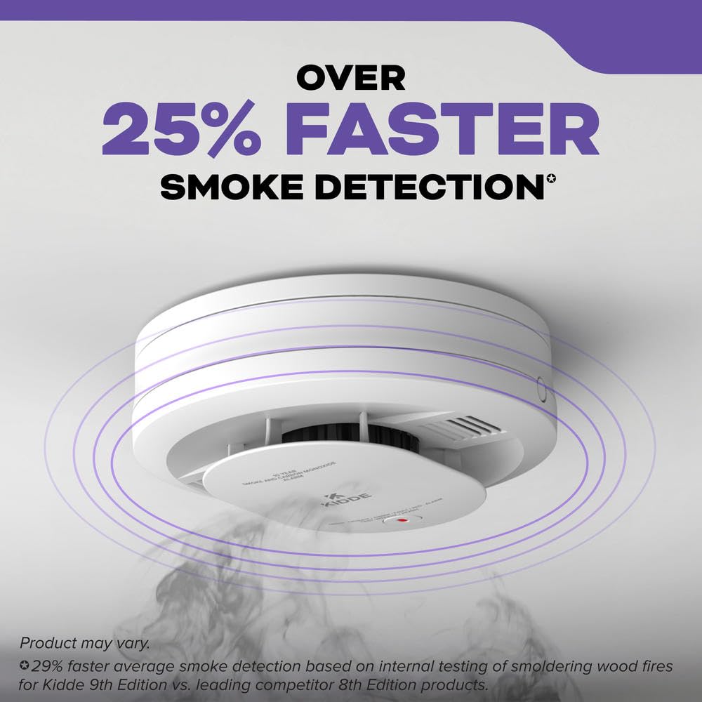 Kidde Detector de Humo y monóxido de Carbono con batería de 10 años y cableado, interconectable, Luces LED y Alarma de Voz 21032783