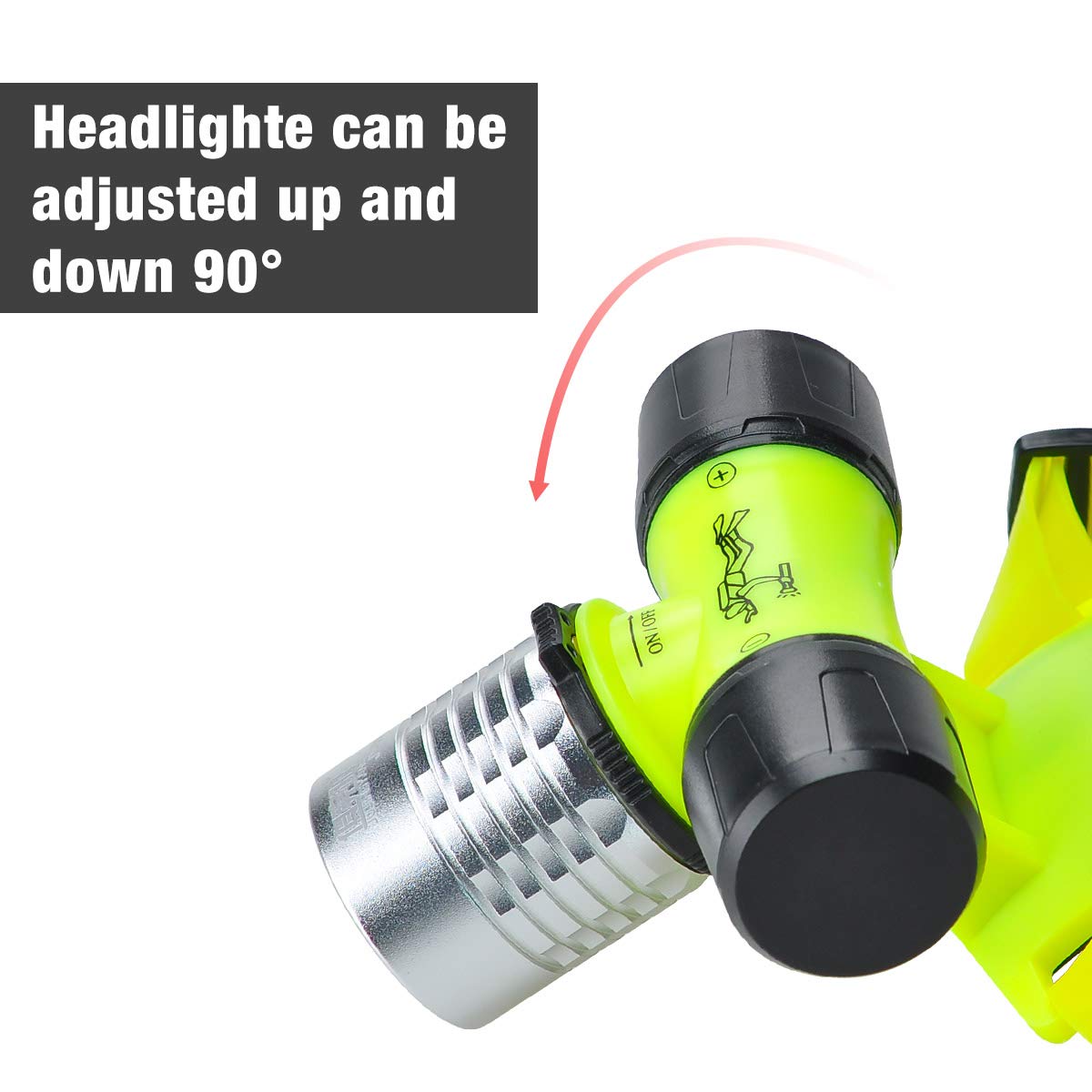 Lychee 5W Buceo Faro Super Brillante Submarino Faro Submarino Cabeza luz Impermeable LED Cabeza Linterna de Buceo, Deportes al Aire Libre, Senderismo, Camping, Pesca de Noche (Lámpara de Cabeza)