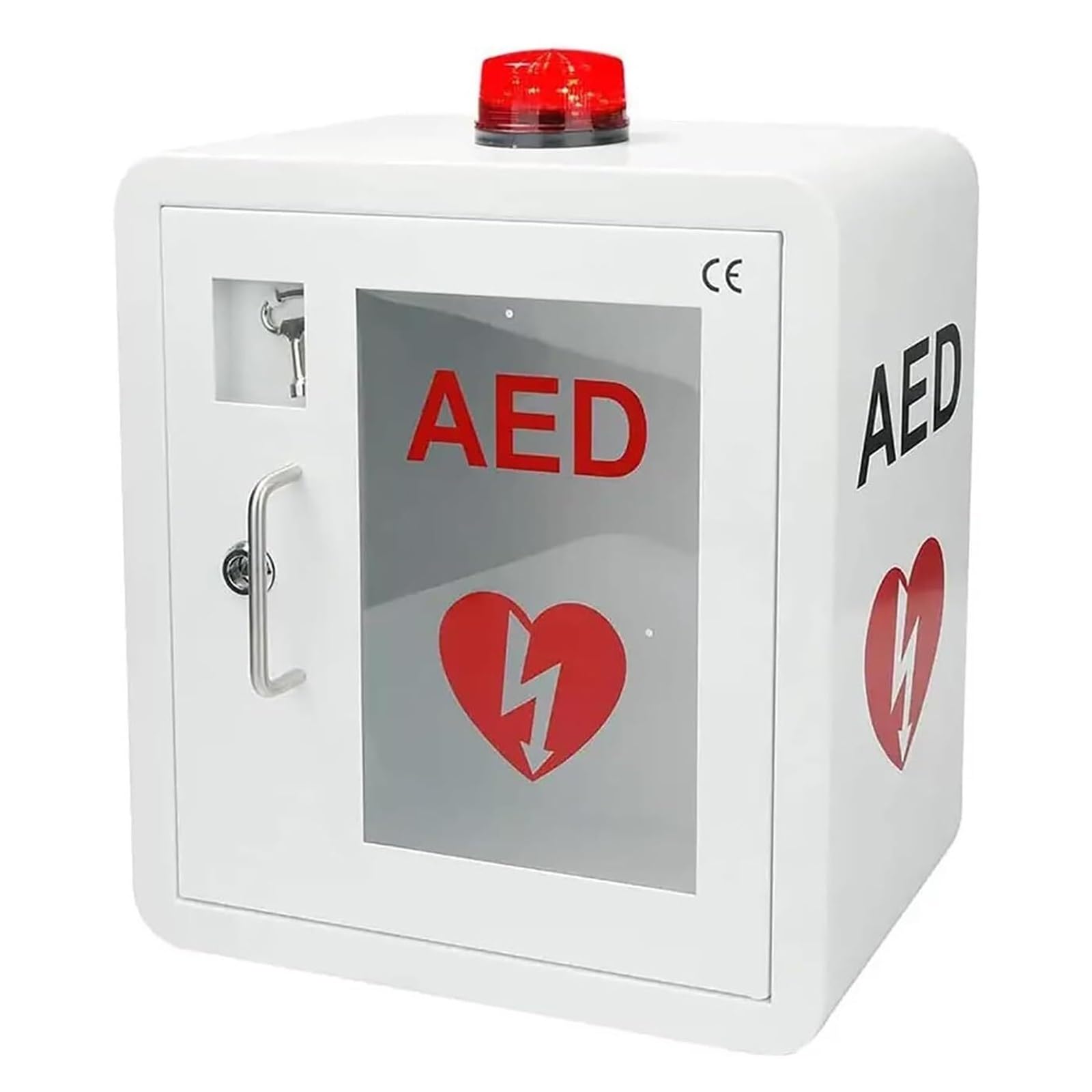 AED Wandschrank Defibrillator - Rostfreier Edelstahl mit Sichtfenster & Diebstahlschutz-Alarm für Büro, Krankenhaus und öffentliche Bereiche