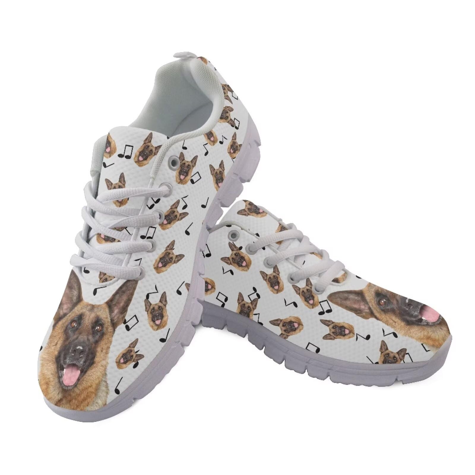 JUDENTIDOS Women Athletic Shoes German Shepherd Dog Music Casual Tennis Sneakers Breathable Lace Up Walking Running Shoes