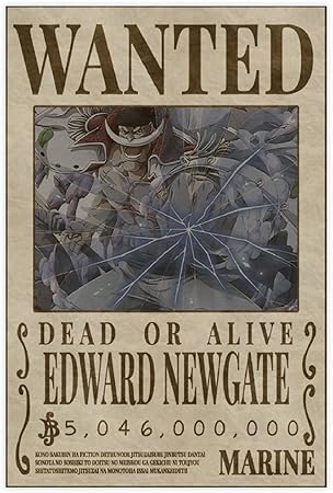 Amazon Com One Piece Whitebeard Bounty Wanted Poster Canvas Poster Bedroom Decor Sports Landscape Office Room Decor Gift Unframe 12 18inch 30 45cm Posters Prints