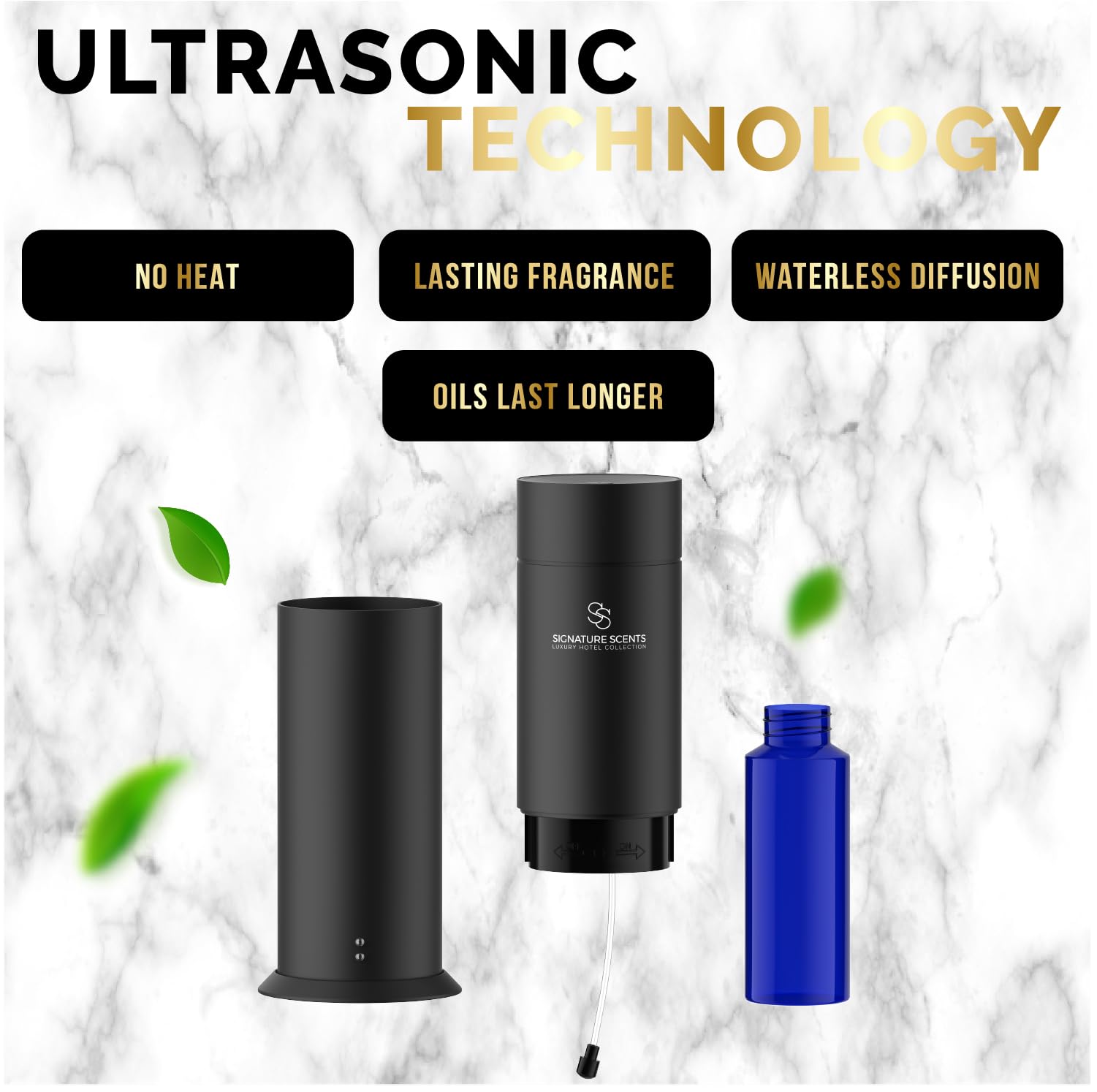 Difusor de aceites esenciales de lujo, difusor de aceite sin agua para aceites esenciales, difusor de aroma para el hogar y el hotel, cubre hasta 1000 pies cuadrados con control de aplicación