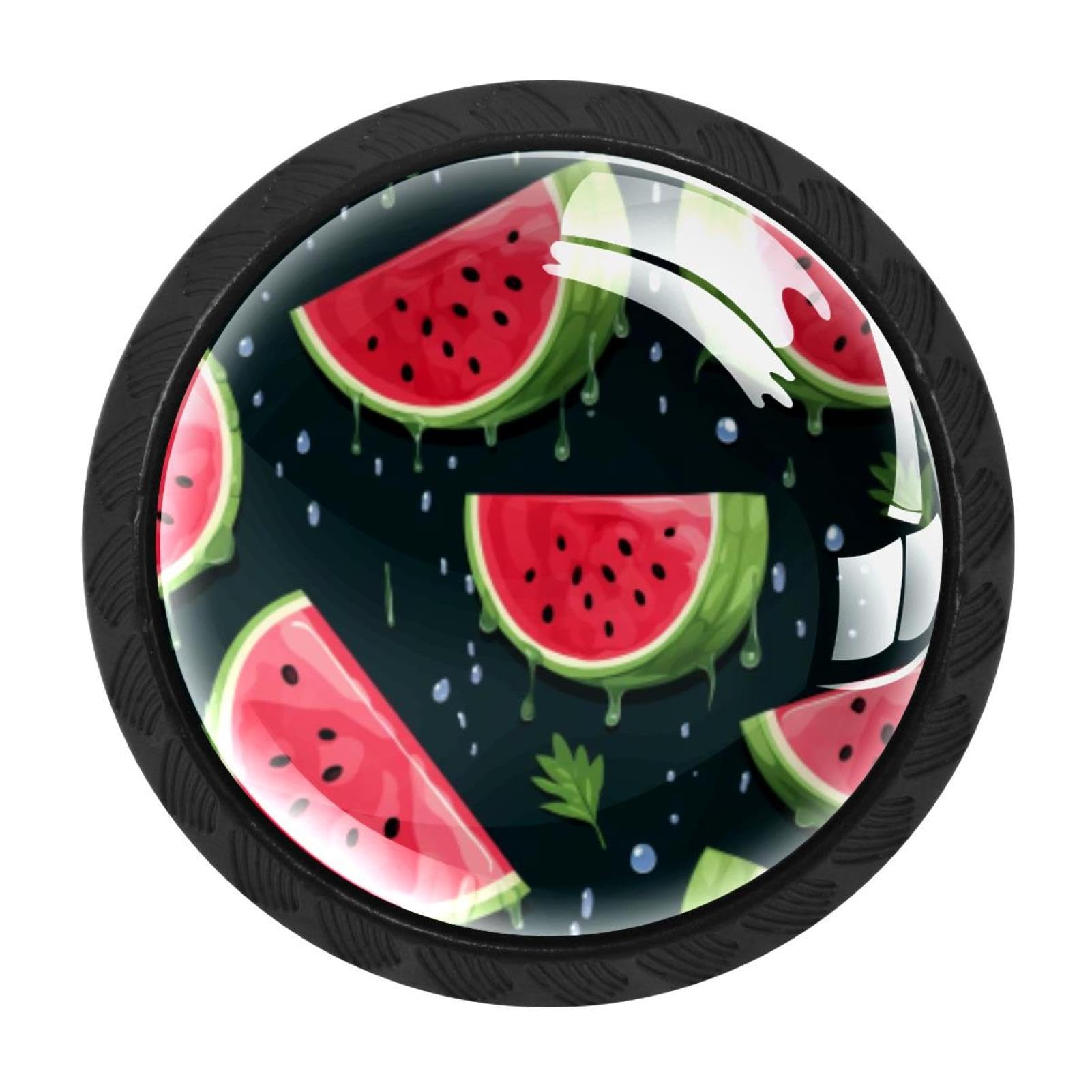 CHENZZZZ Watermelon Drawer Knobs 4 Pack Crystal Dresser Knobs 35mm Glass Cabinet Knobs for Home Office Bathroom