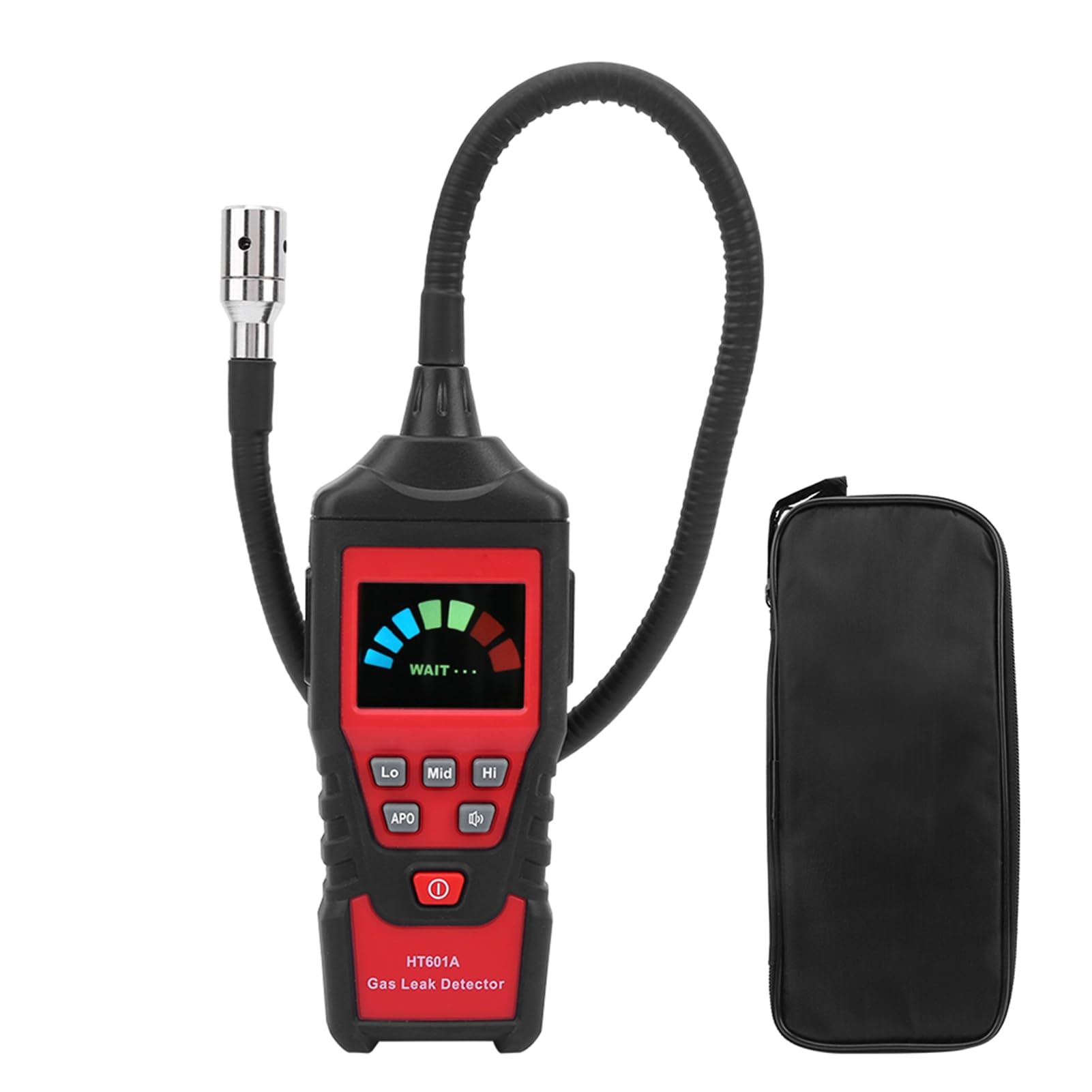 Jiawu Detector de Gas Portátil HT601A Analizador de Probador de Fugas de Gas Natural con Sonda Flexible de 40 Cm Pantalla LED Alarma de Reinicio Automático para el Hogar, Cocina, Baño, Transporte de