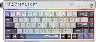 EPOMAKER MACHENIKE KT68 Hot Swap RGB 2.4Ghz Wireless/Bluetooth 5.0/Wired Mechanical Keyboard, Programmable with Volume Roller, Toggle Bar, Dye Subbed PBT Keycaps for Mac/Win(White, Kailh Box Red)