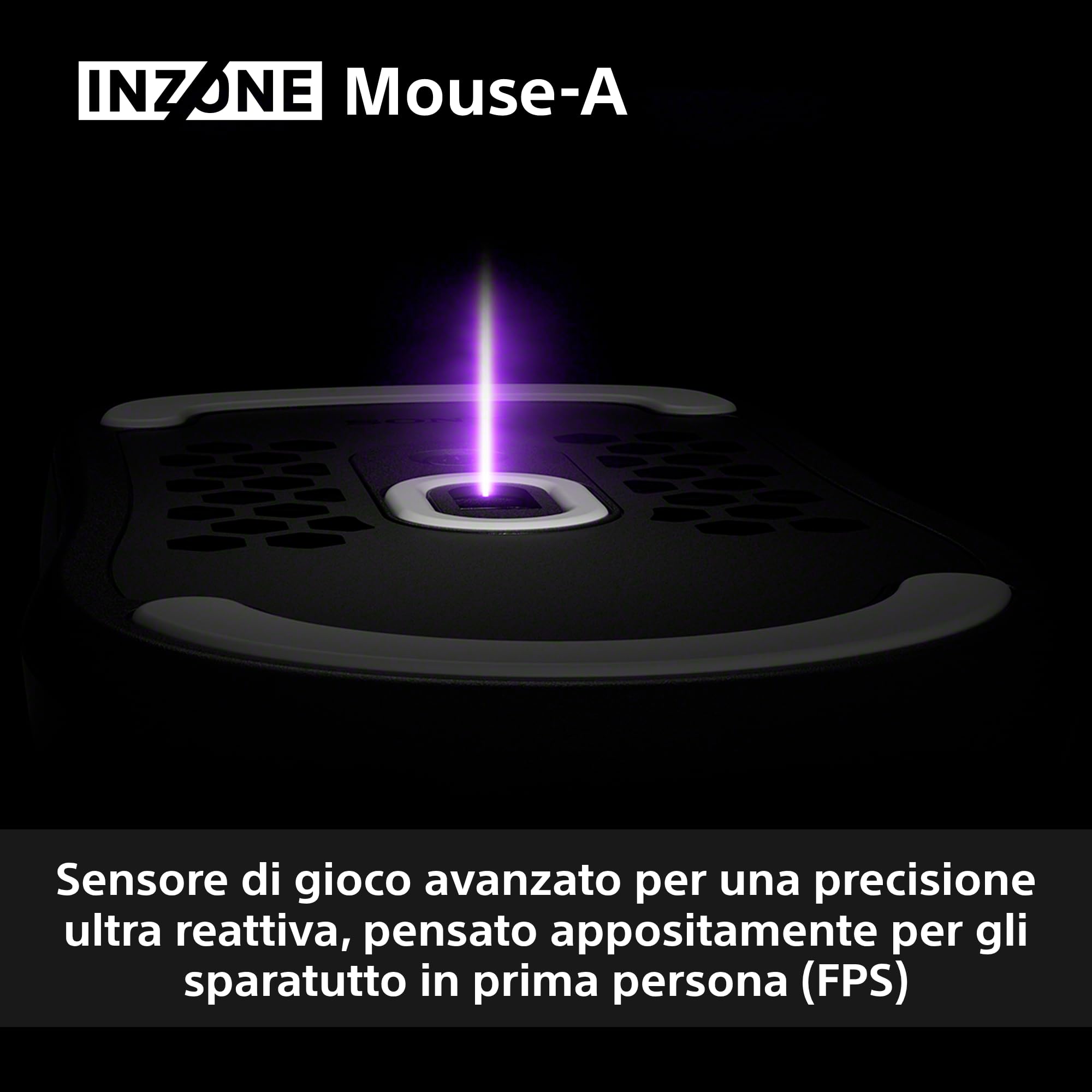 Sony INZONE Mouse-A bezprzewodowa mysz gamingowa, ultralekka (48,4 g), próbkowanie 8000 Hz, czujnik PixArt 30 000 DPI, przełączniki optyczne, bateria 90h, projekt z Fnatic, PC FPS Esports, czarna