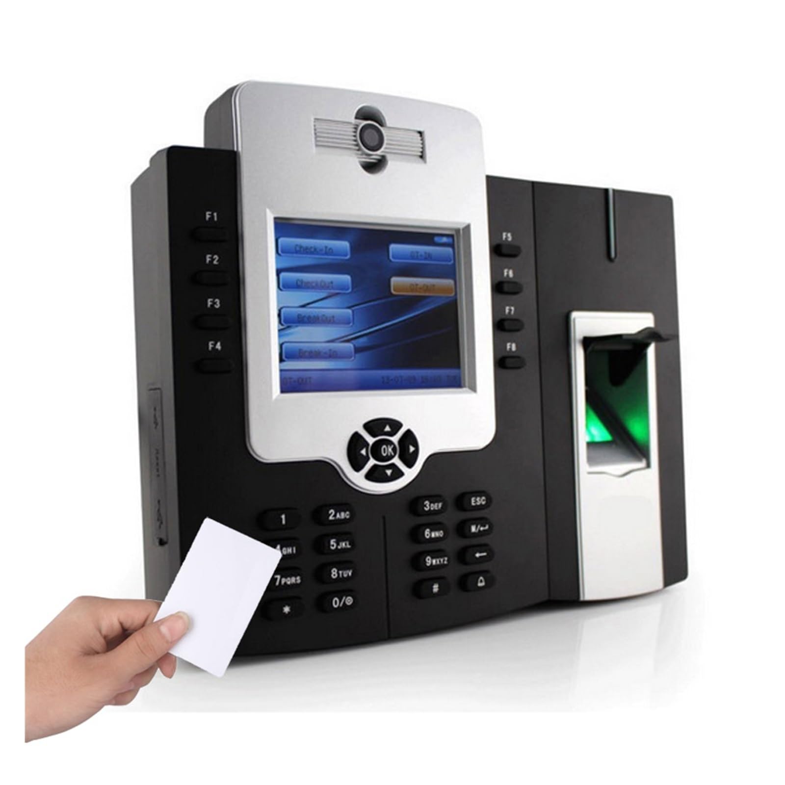 CVFRDD Tcp/Ip Fingerprint Card Time Attendance Machine With Camera Office Time Clock Employee Recorder Device(ID,A)