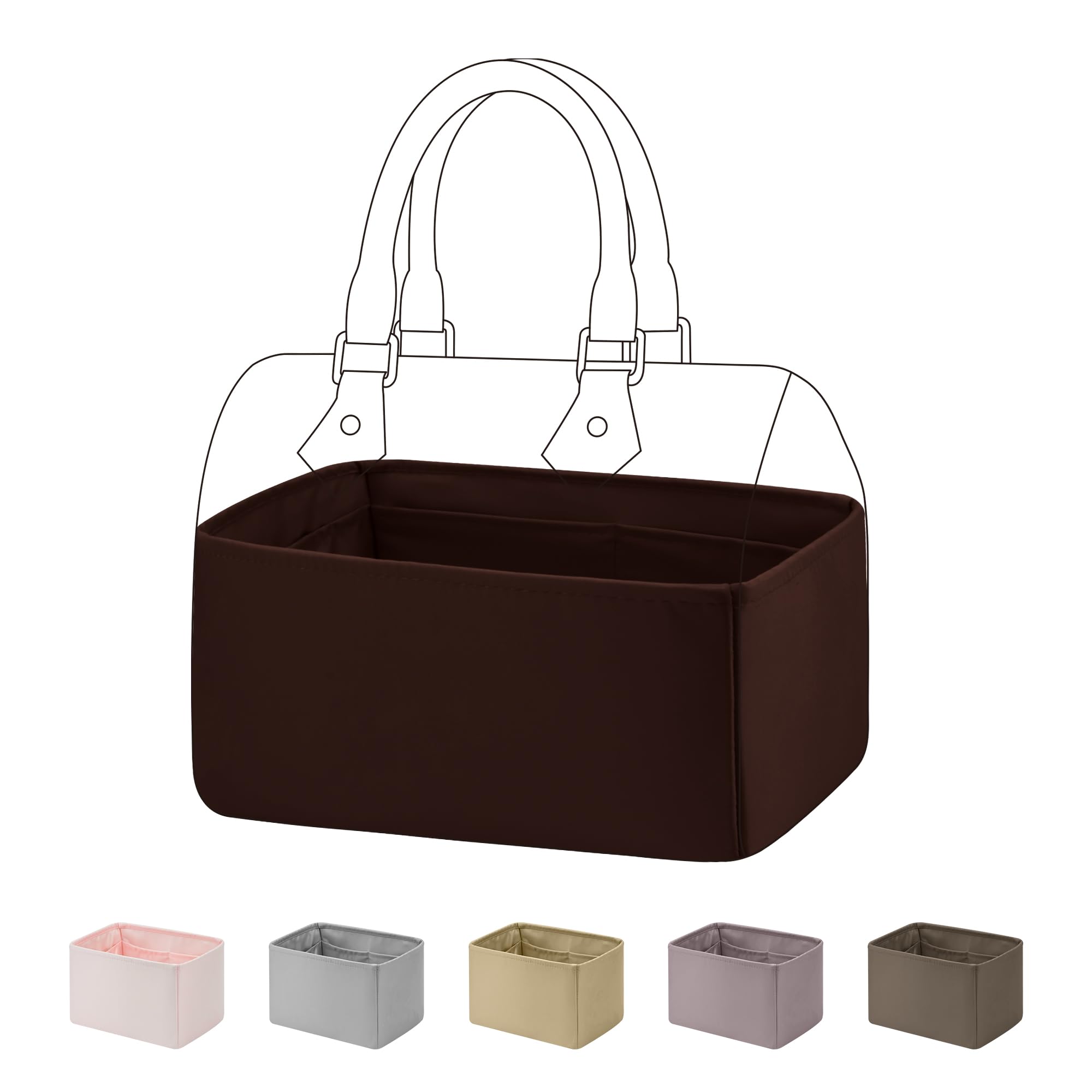 Dgaz Global Brown Silk Handbag Organizer Insert Fits Lv Speedy 25/30/35, Silky Smooth Organizer, Luxury Handbag & Tote Shaper (Brown, 25)
