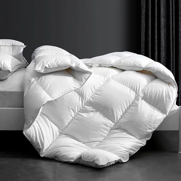 Luxury Down Feather Comforter King Size Bed Comforter Insert-Ultra-Soft Duvet Cozy Hotel Collection White -King Size(106" X 90”)