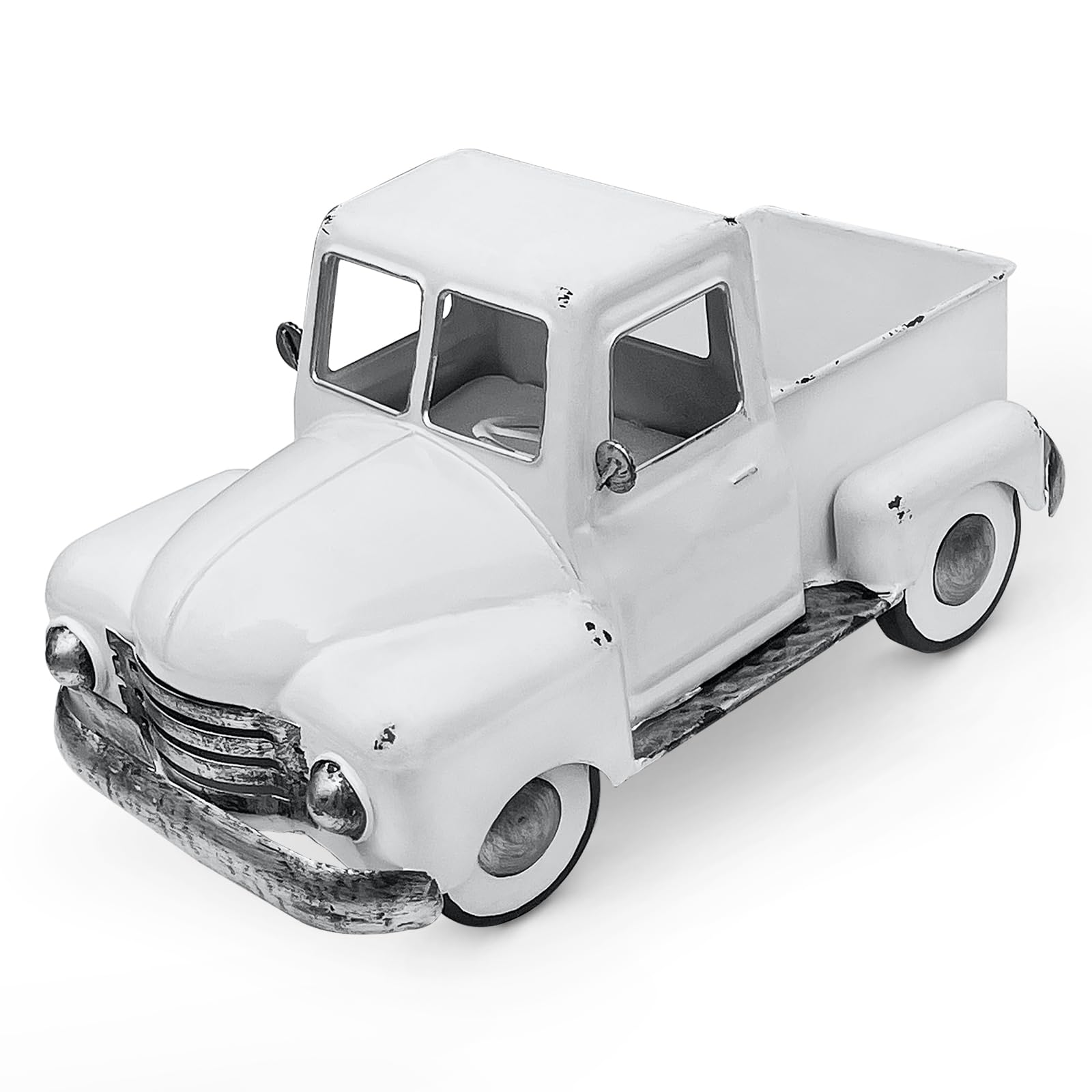 Vintage white tin truck  - ミニチュア　トラック Amazon.com: FGYPYLFF Farmhouse White Truck Decor, Vintage Metal