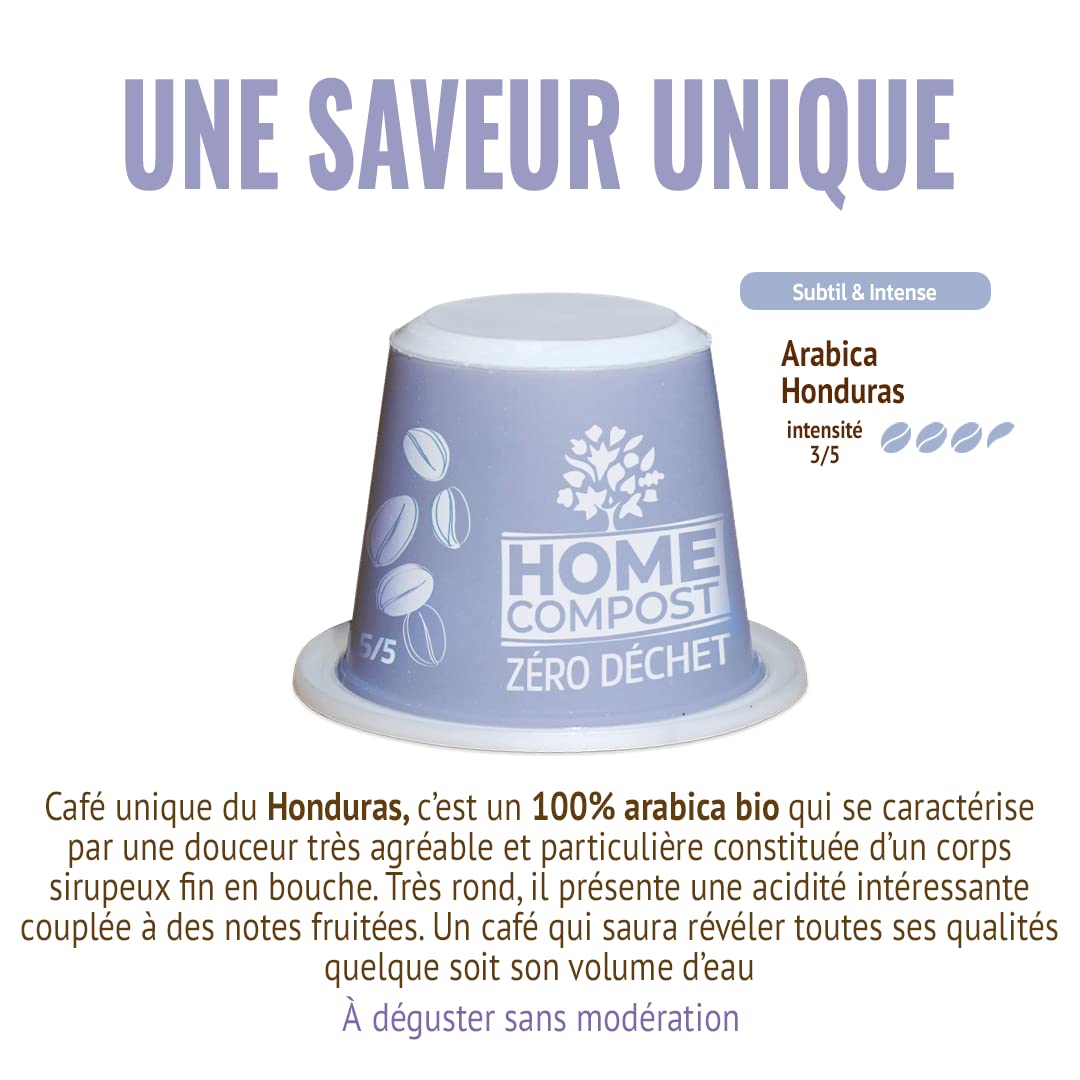 MOKA - 200 Capsules Café Bio d'excellence - 100% Pur Arabica du Honduras Bio - Compatibles avec Nespresso - Intensité 7 - Home Compost - Expresso et Lungo - Torréfié en France