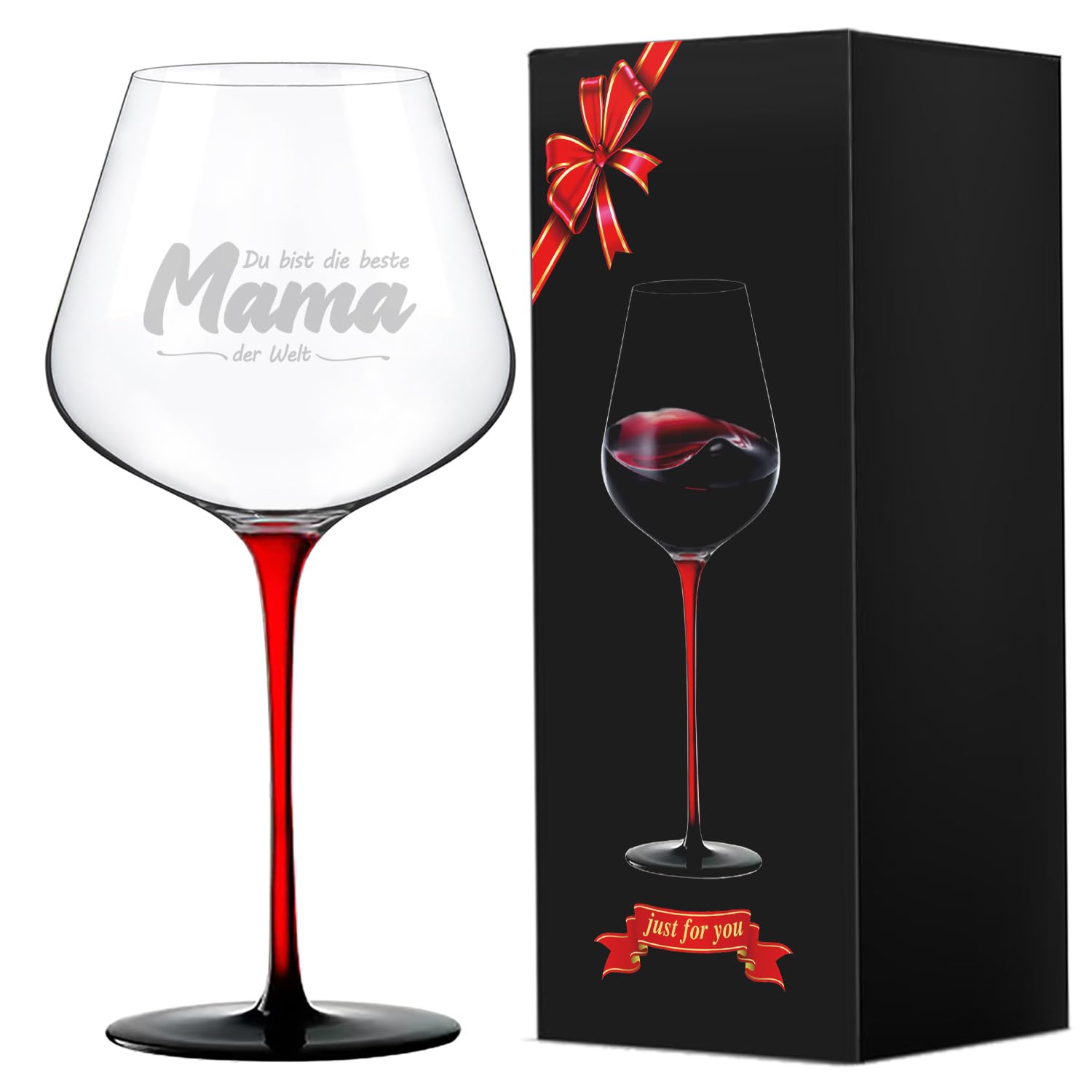 Muttertagsgeschenk Mama – Weinglas mit Gravur Du bist die beste Mama der Welt – Geschenk für Mutter von Tochter & Sohn, Geburtstag Weihnachten Muttertag Geschenkidee, 460 ml