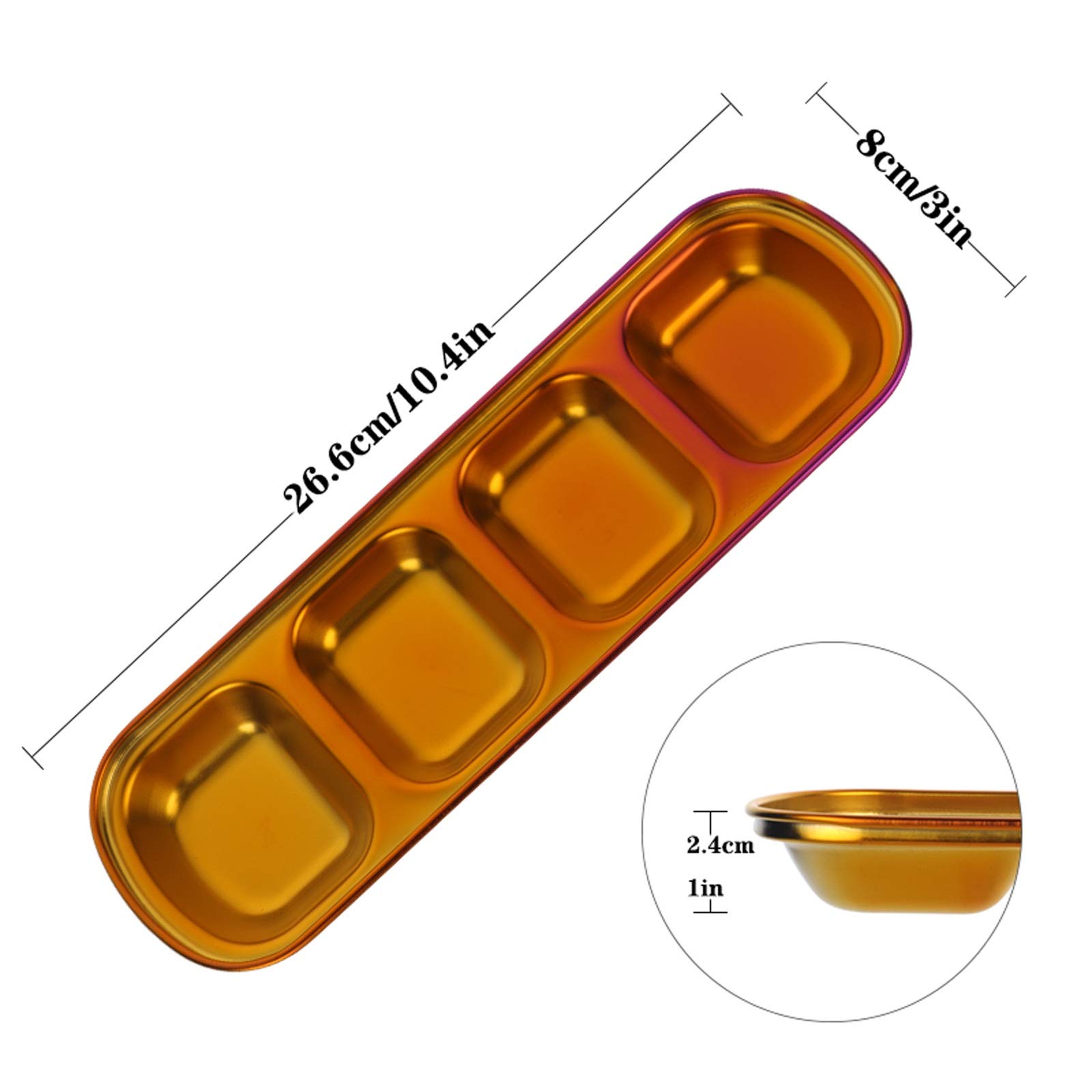 Ciotoline da Snack 5pcs famiglia 304 piastra di condimento in acciaio inox piatto durevole piastre antipasto piatto piatto for antipasto, condimento, aceto, insalata, salsa di soia Piatti Snack Cerami