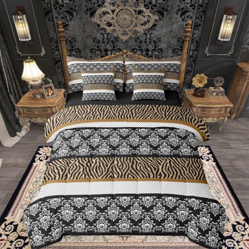 Feelyou Polka Dot with Zebra Print Comforter Set with Sheets