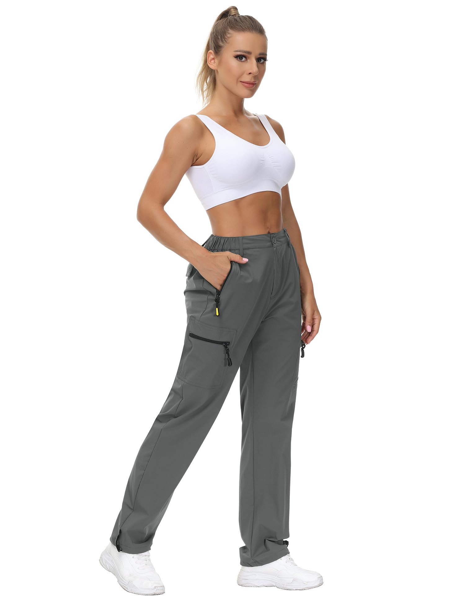 Rapbin Pantalones de senderismo para mujer, pantalones cargo 2025, ligeros, de verano, de secado rápido, transpirables, con bolsillos
