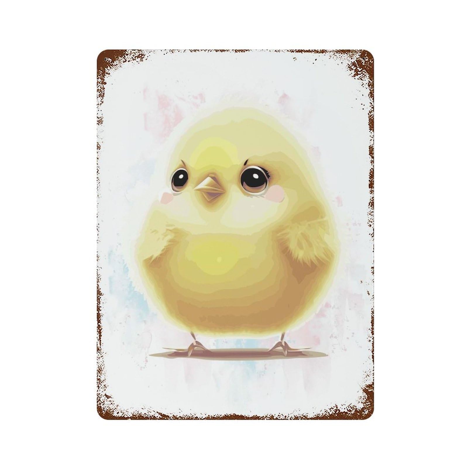 Rust Effect Cute Baby Chick Chicken Rusty Metal Tin Sign 15.7"x11.8", Industrial Home Decor for Living Room, Hallway And Home Decor