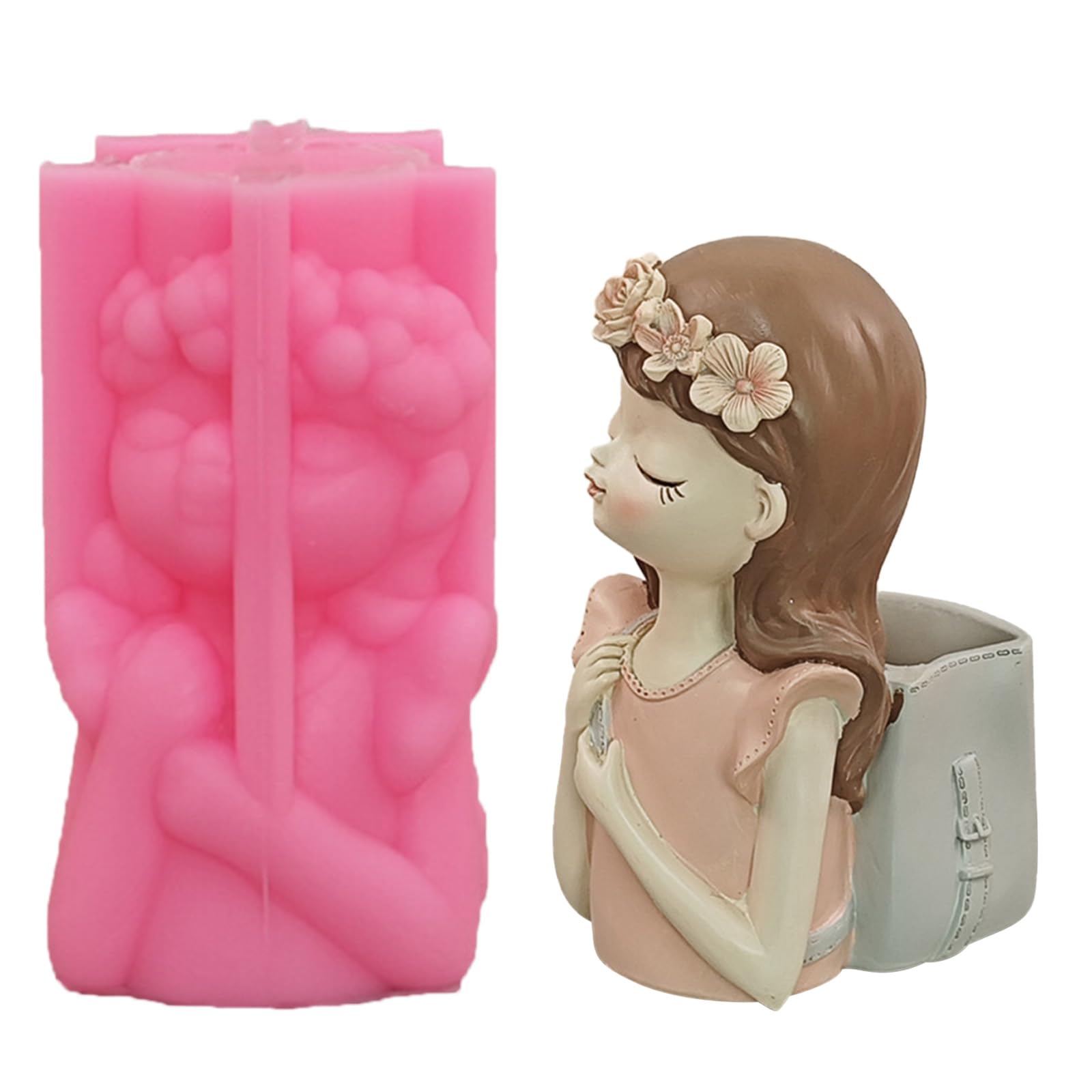 Ragazza Gesso Stampo in Silicone Fai da te Piante grasse Vaso fiori in cemento Vaso Gesso Stampo in cemento Argilla Portacandele Vaso fiori Stampi in resina Silicone