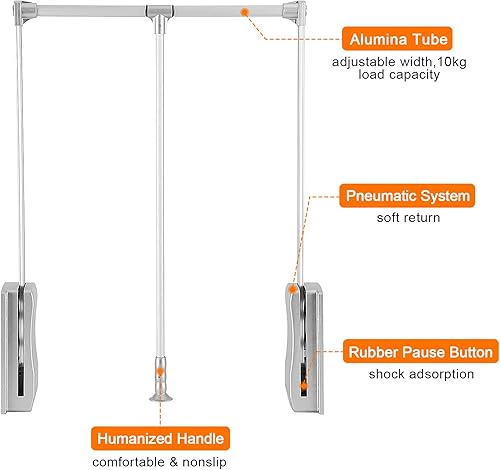 Miniatura 4 de Barra de armario extraíble, organizador de armario ajustable, riel de ropa para colgar ropa resistente, colgador de barra de ropa suave, ahorro de