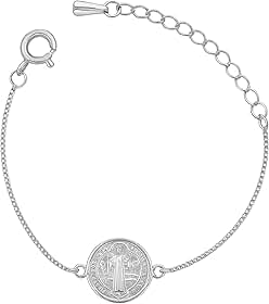 Pulseira Bracelete Medalha São Bento Folheada Prata 925