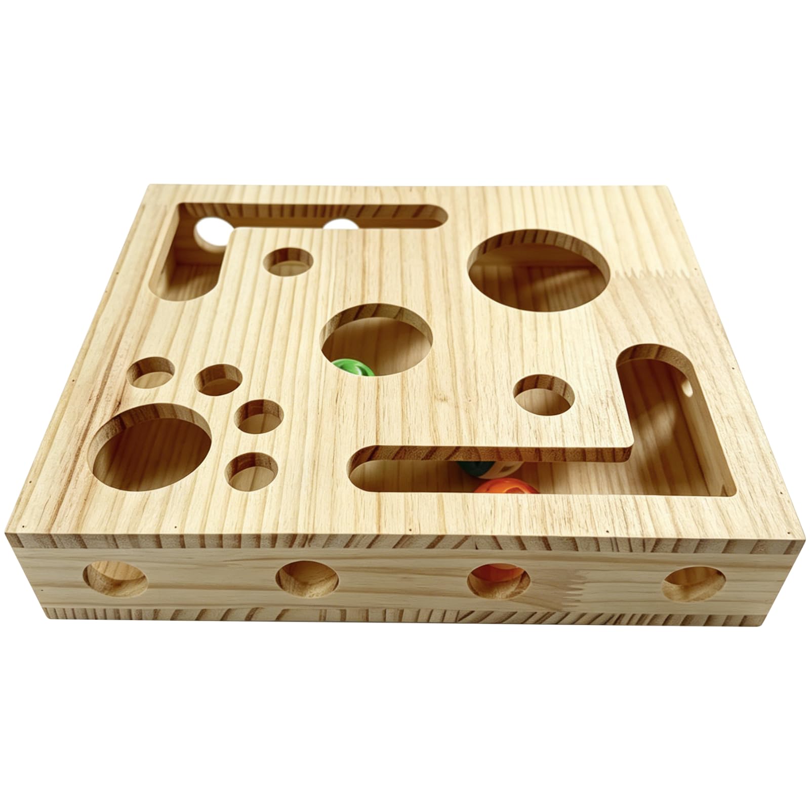 Caja de limas de uñas para gatos, juguete de rompecabezas de laberinto de madera con papel de lija, juguete interactivo de enriquecimiento para gatos, 3 bolas de campana, protección de